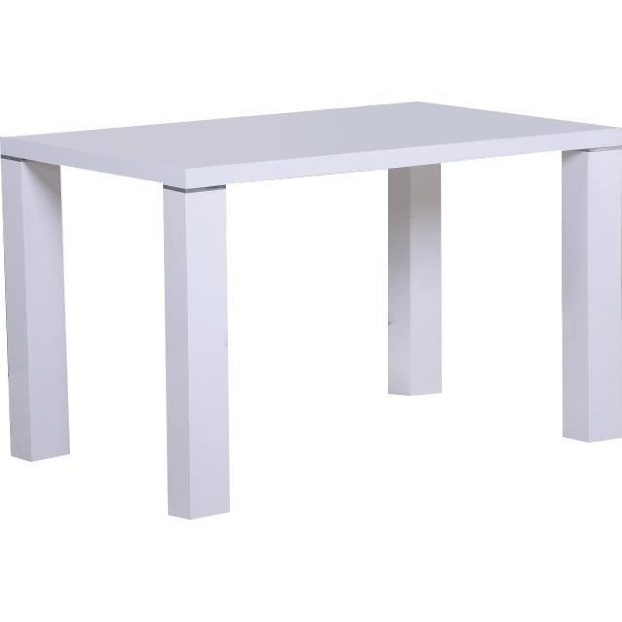 Table à manger 120 cm blanc laqué décoré d'acier