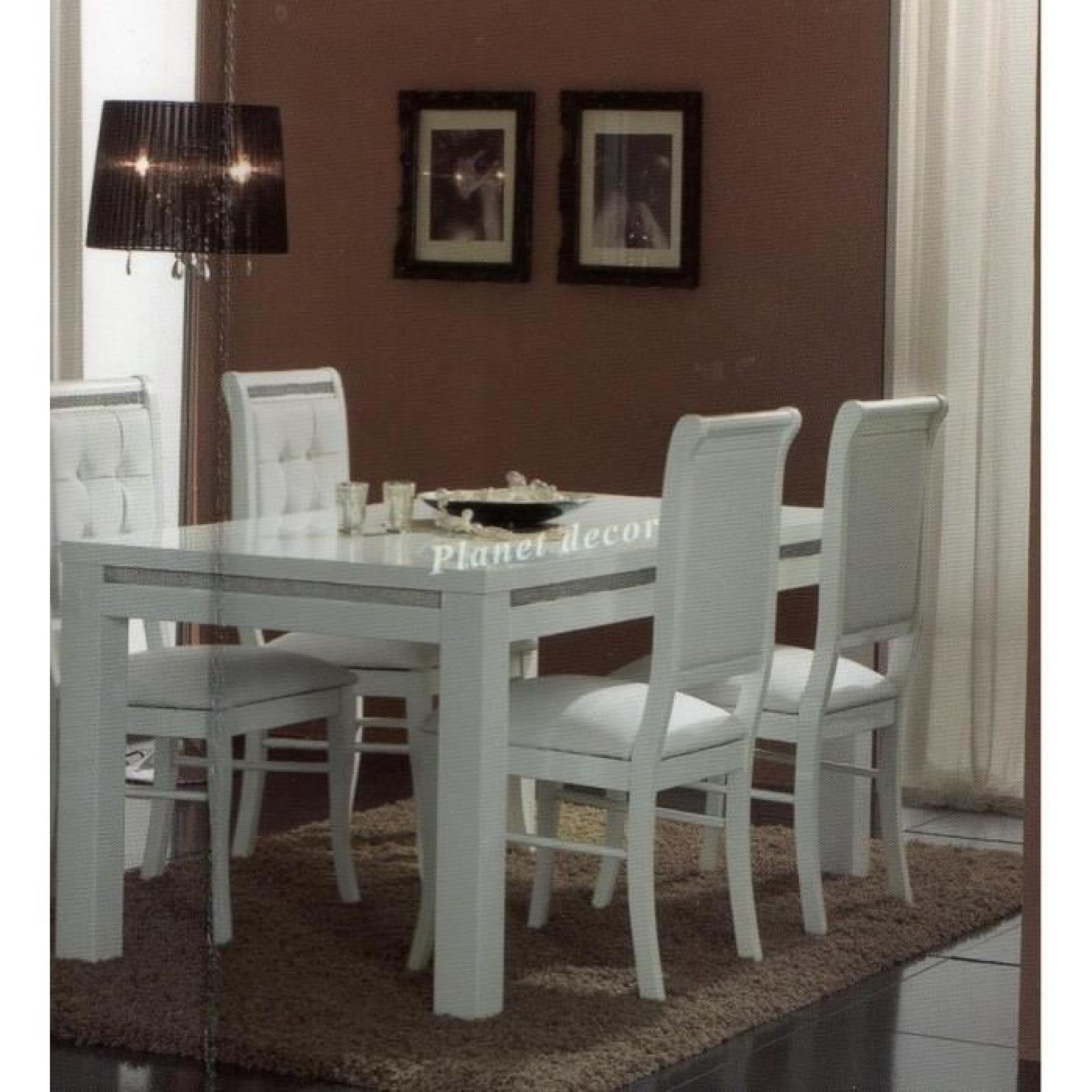 Table à manger 160 cm blanc + 4 chaises ultra design blanc