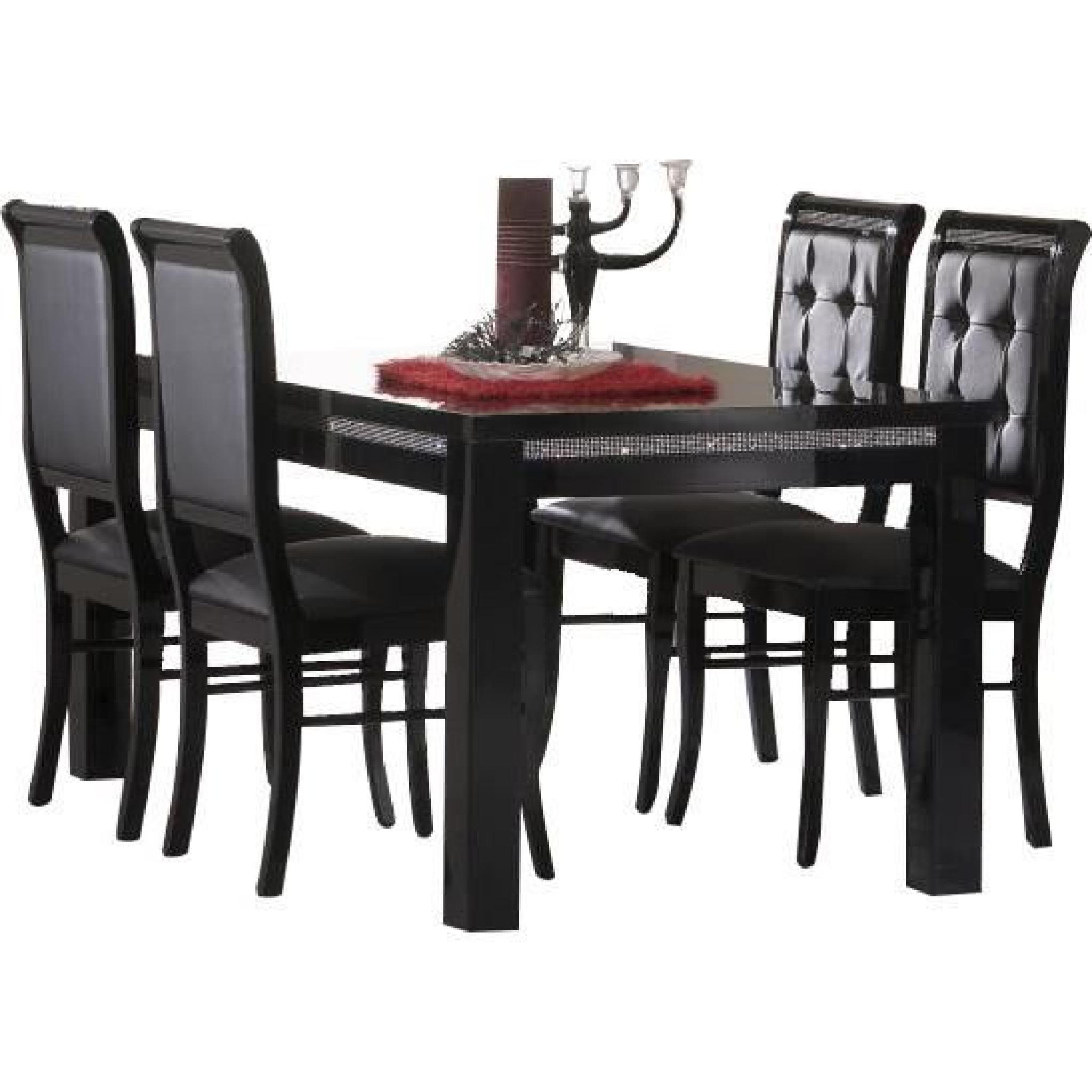 Table à manger 160 cm noir + 4 chaises ultra design noir