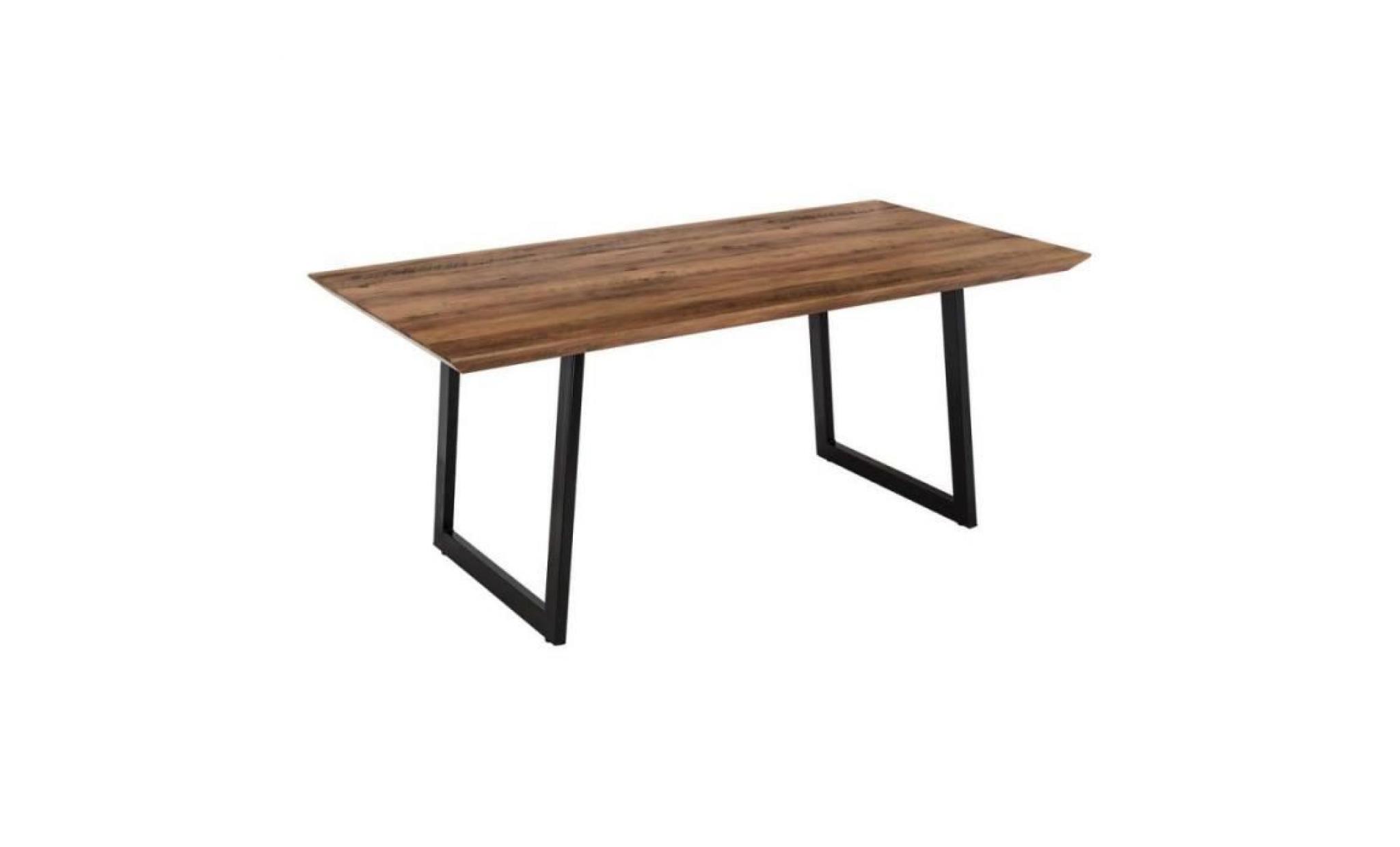 table à manger 180 cm en bois et pieds métal noor   l 180 x l 90 x h 76
