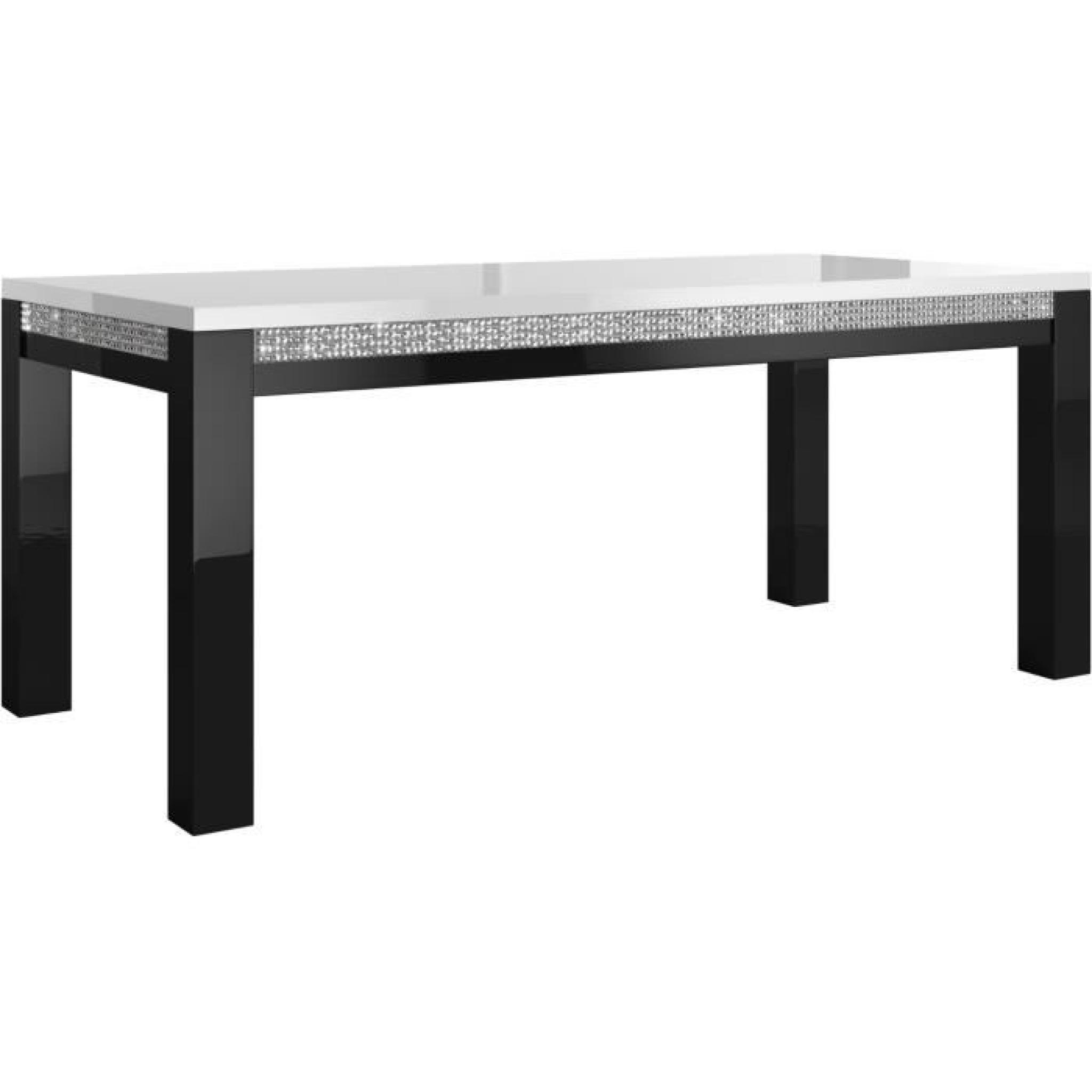 Table à manger 190 cm + 4 chaises ultra design noir et blanc modele Prestige pas cher