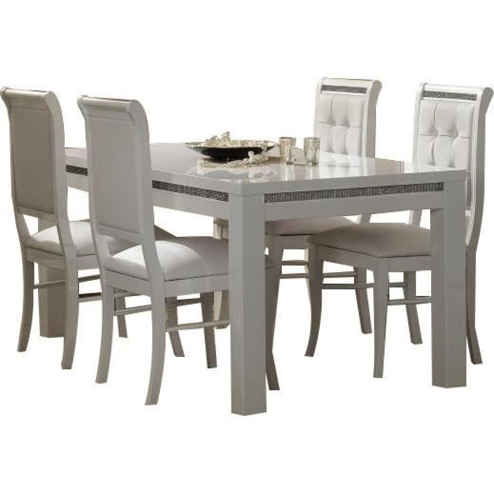 Table à manger 190 cm blanc + 4 chaises ultra design blanc