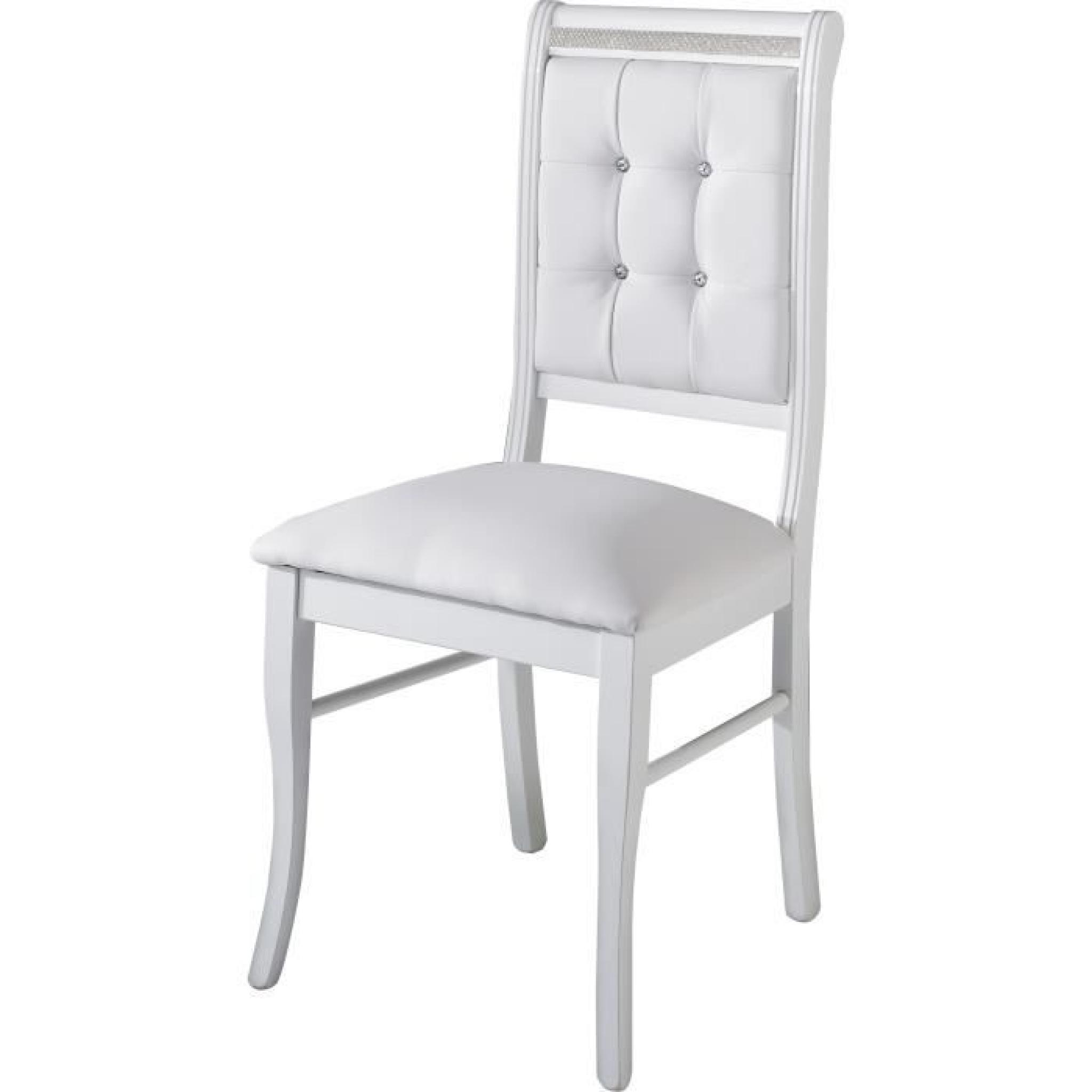 Table à manger 190 cm blanc + 4 chaises ultra design blanc modele Prestige blanc pas cher
