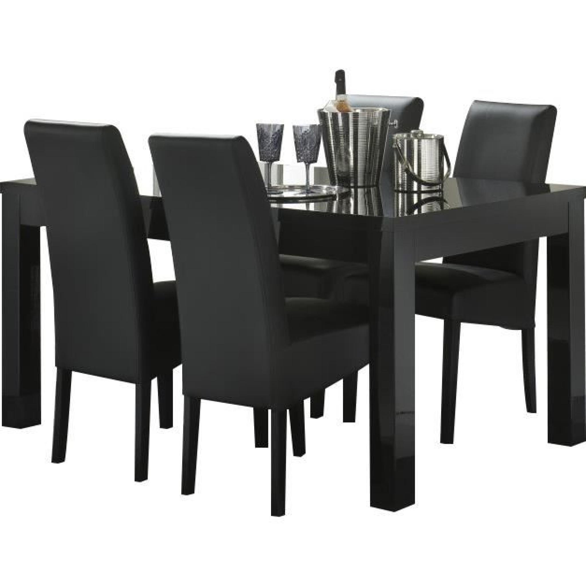 Table à manger 190 cm noir + 4 chaises coloris noir