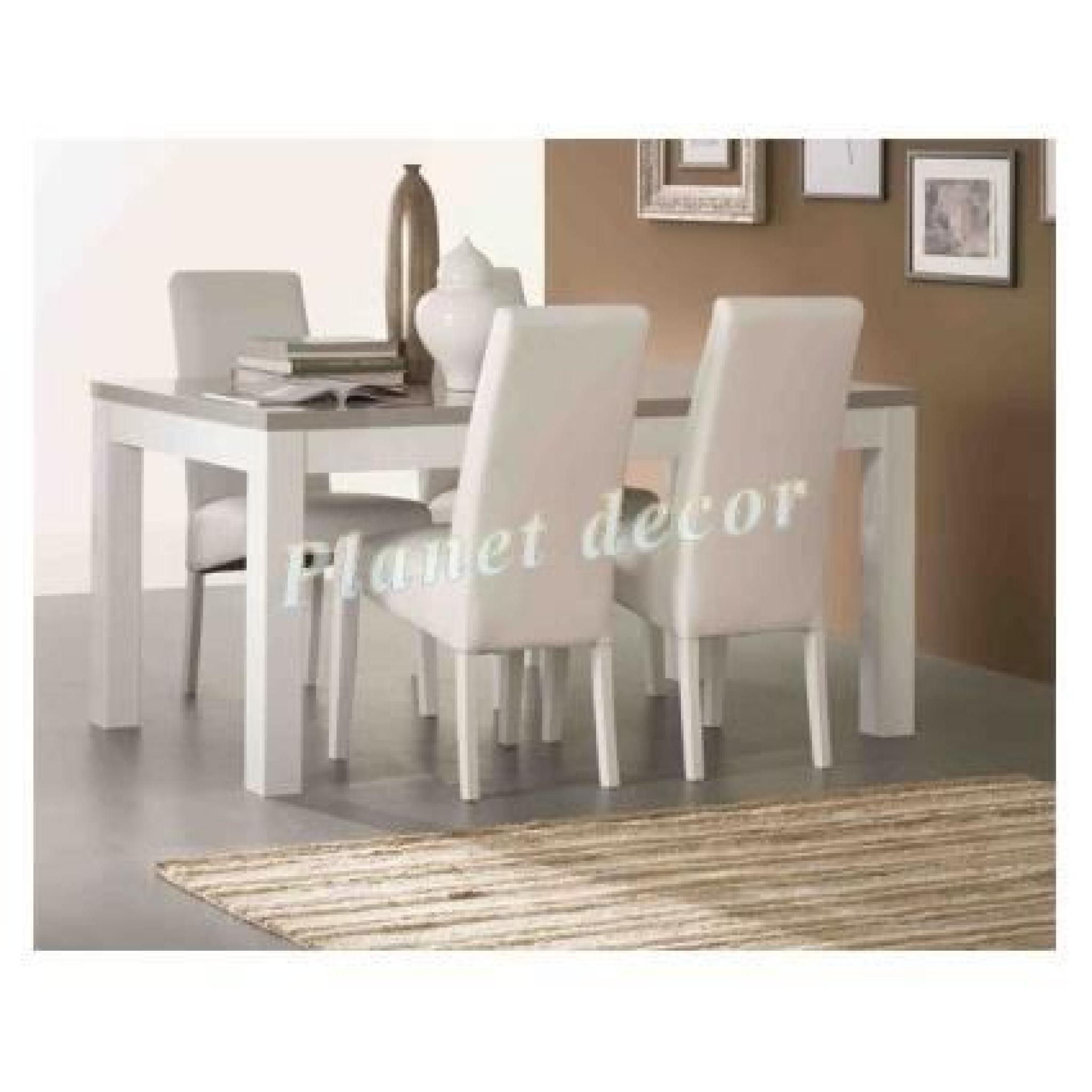 Table à Manger+4 chaises ROMA Blanc-Gris L 190 cm