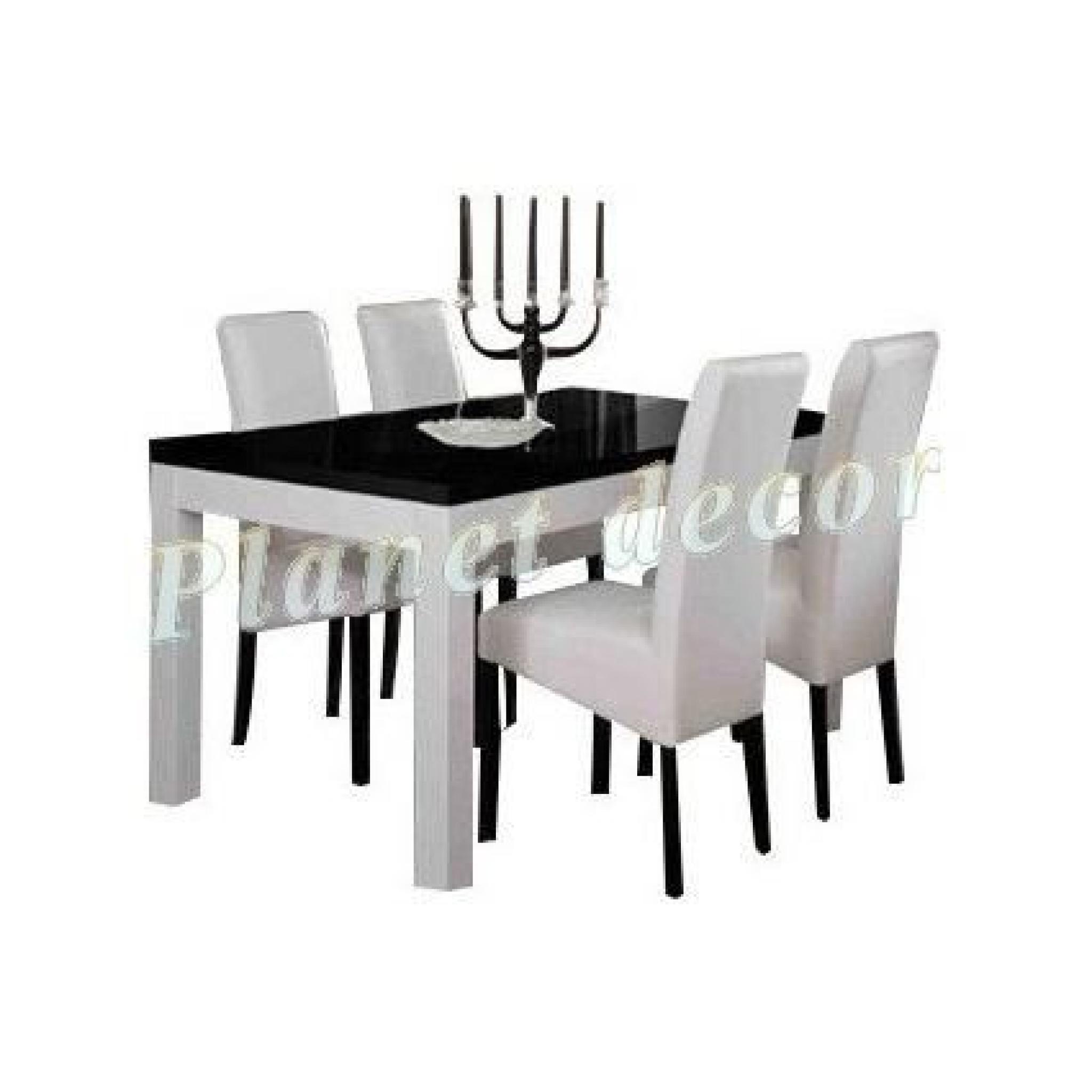 Table à Manger+4 chaises ROMA Blanc-noir L 160 cm