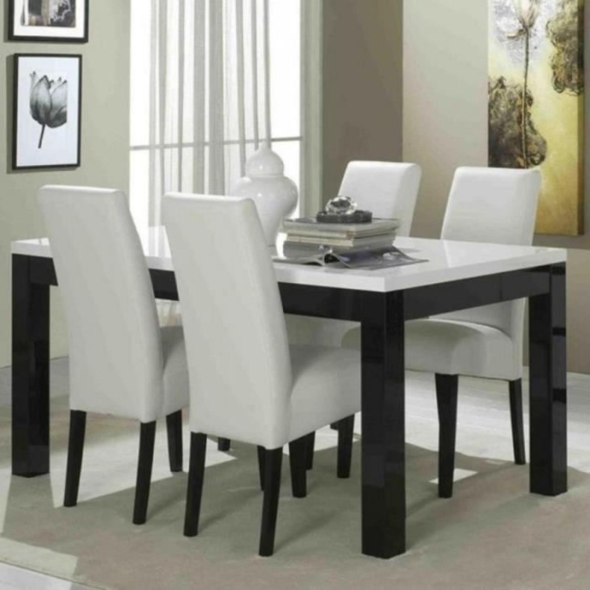 Table à Manger+4 chaises ROMA Noir-Blanc L 160 cm
