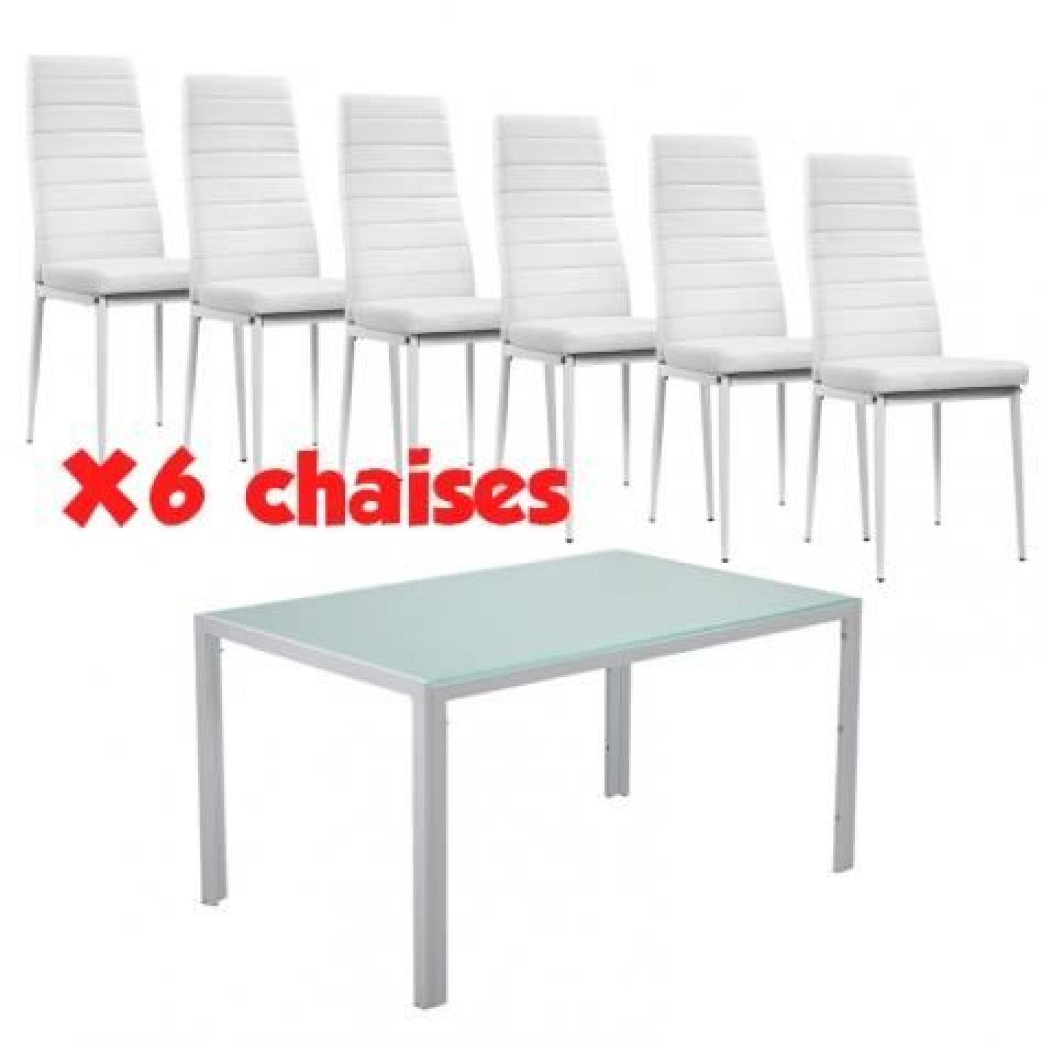 Table à manger + 6 chaises blanche matelassé