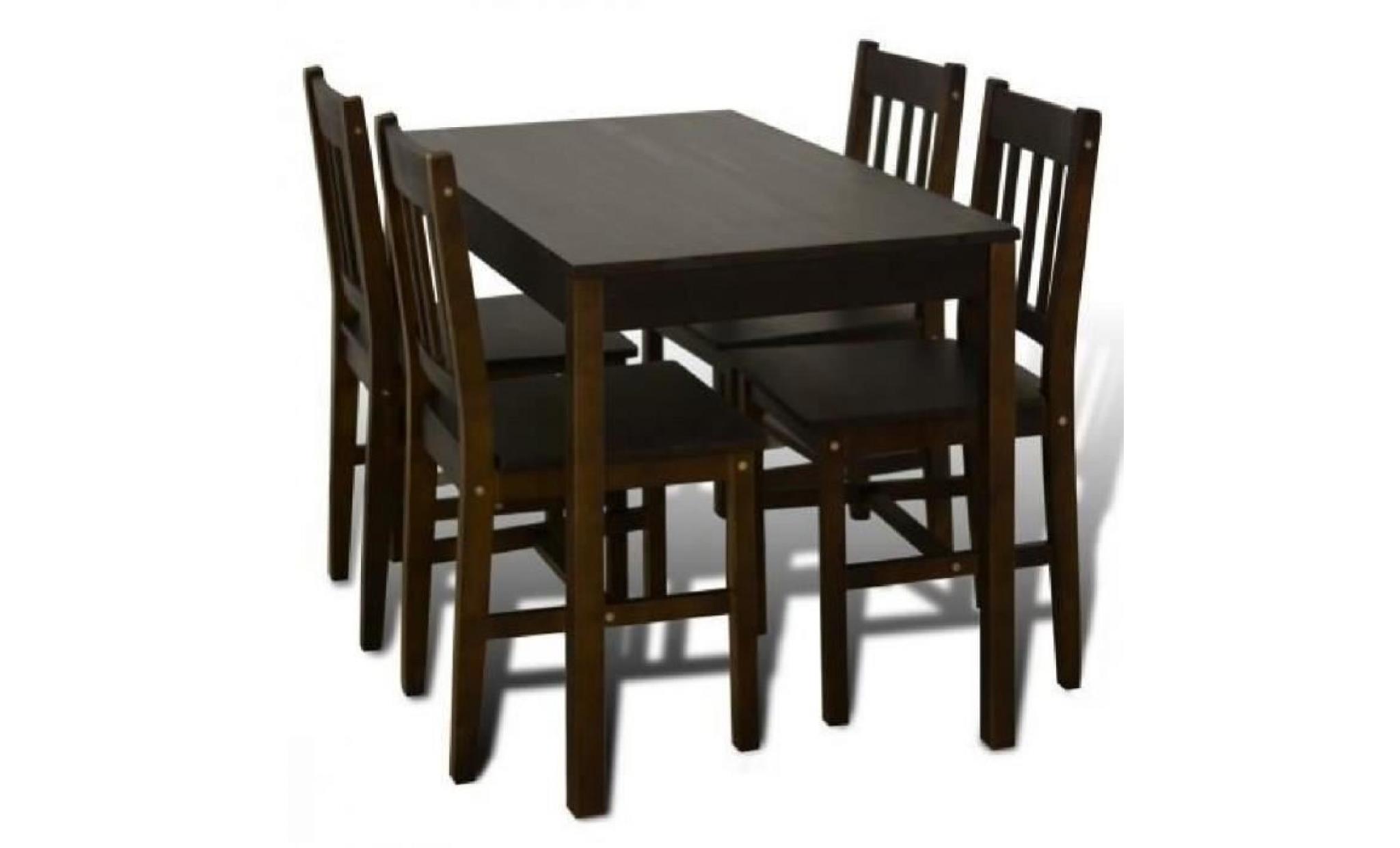 Table à manger avec 4 chaises en bois Brun
