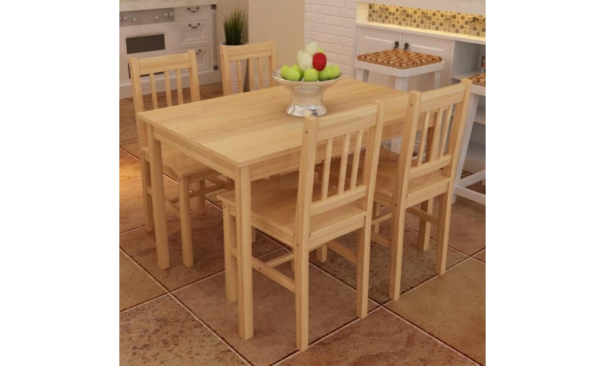 table à manger avec 4 chaises en bois naturel