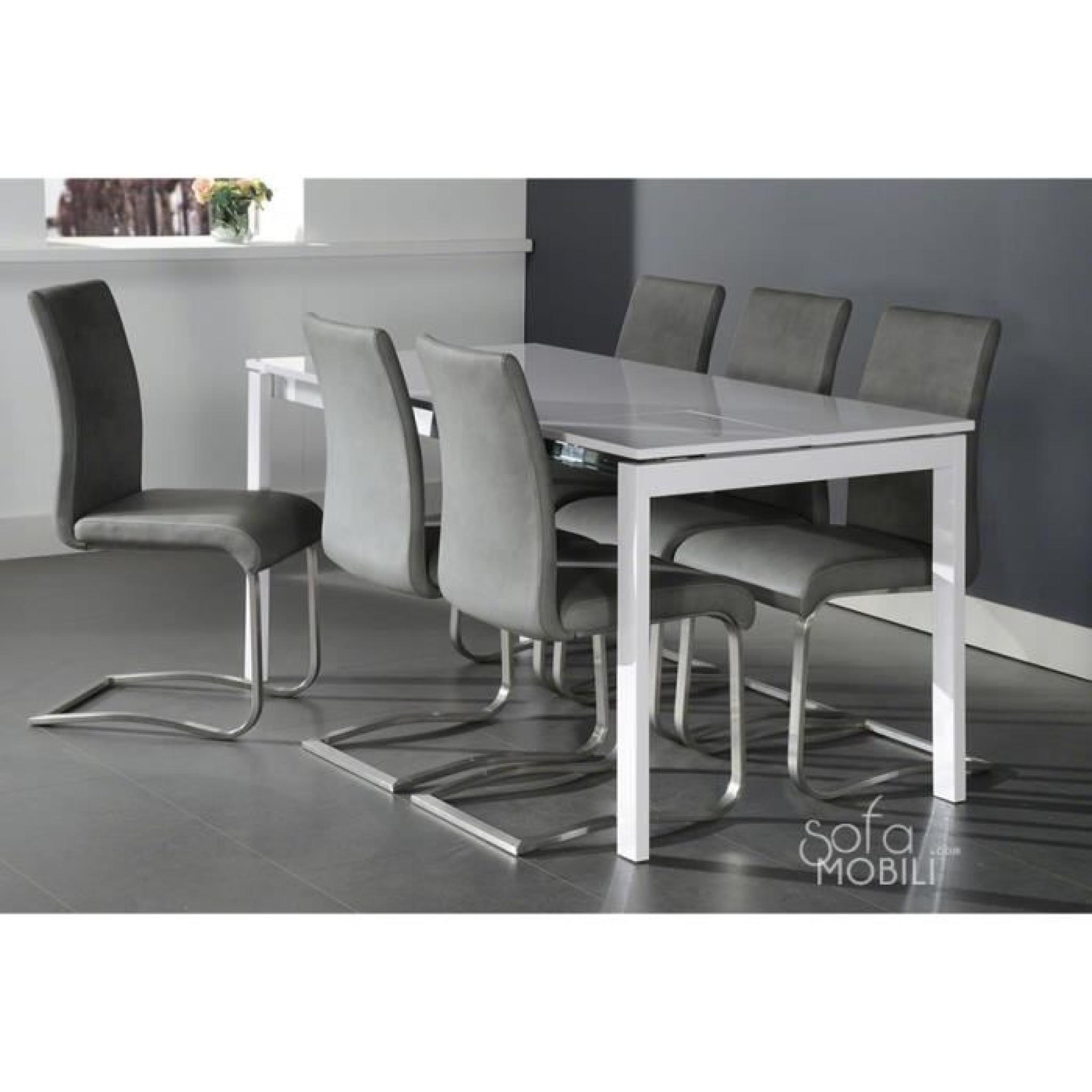 Table à manger avec rallonge blanc laqué design FELICIA (2 dimensions) L 140 cm