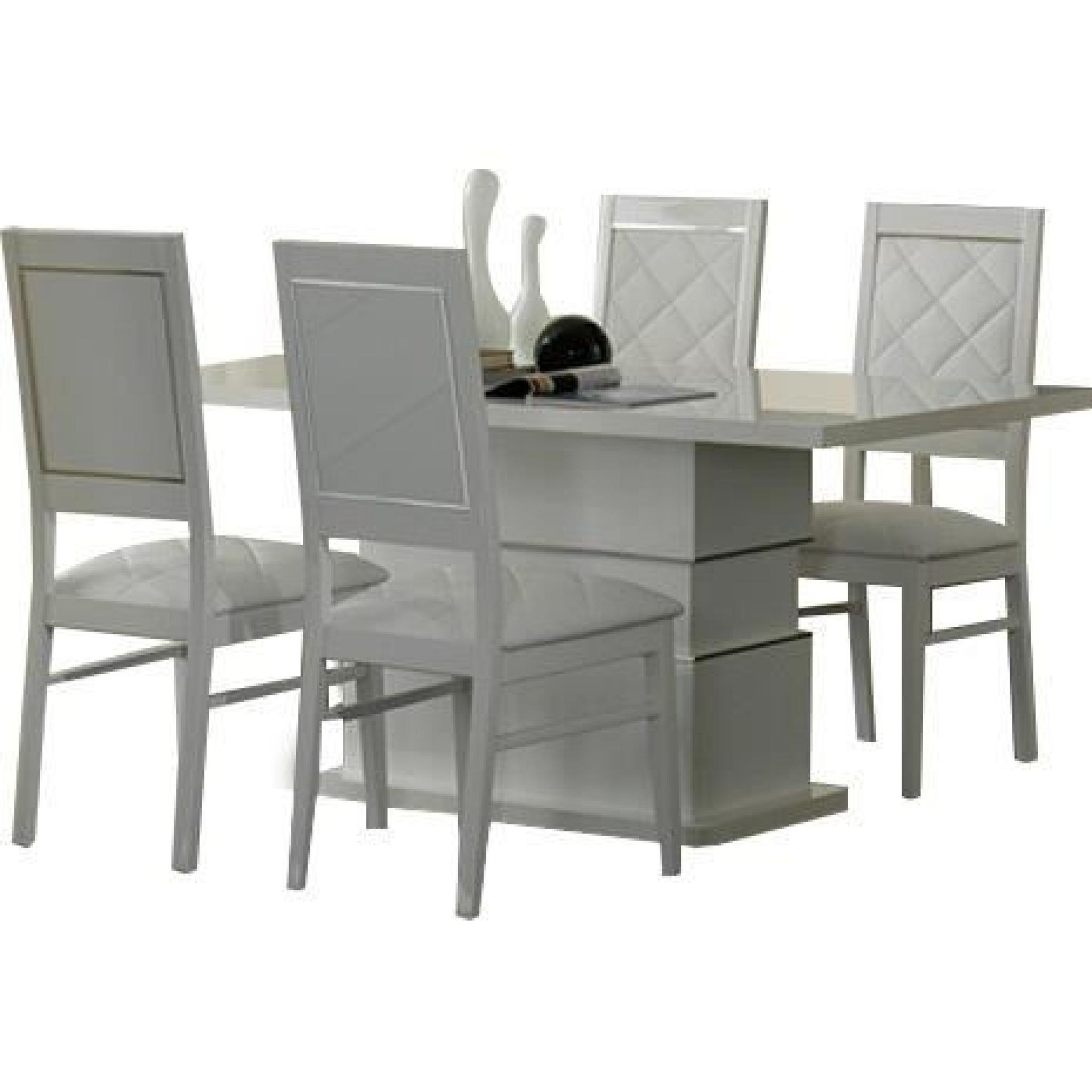 Table à manger blanc 160cm + 4 chaises ultra design blanc