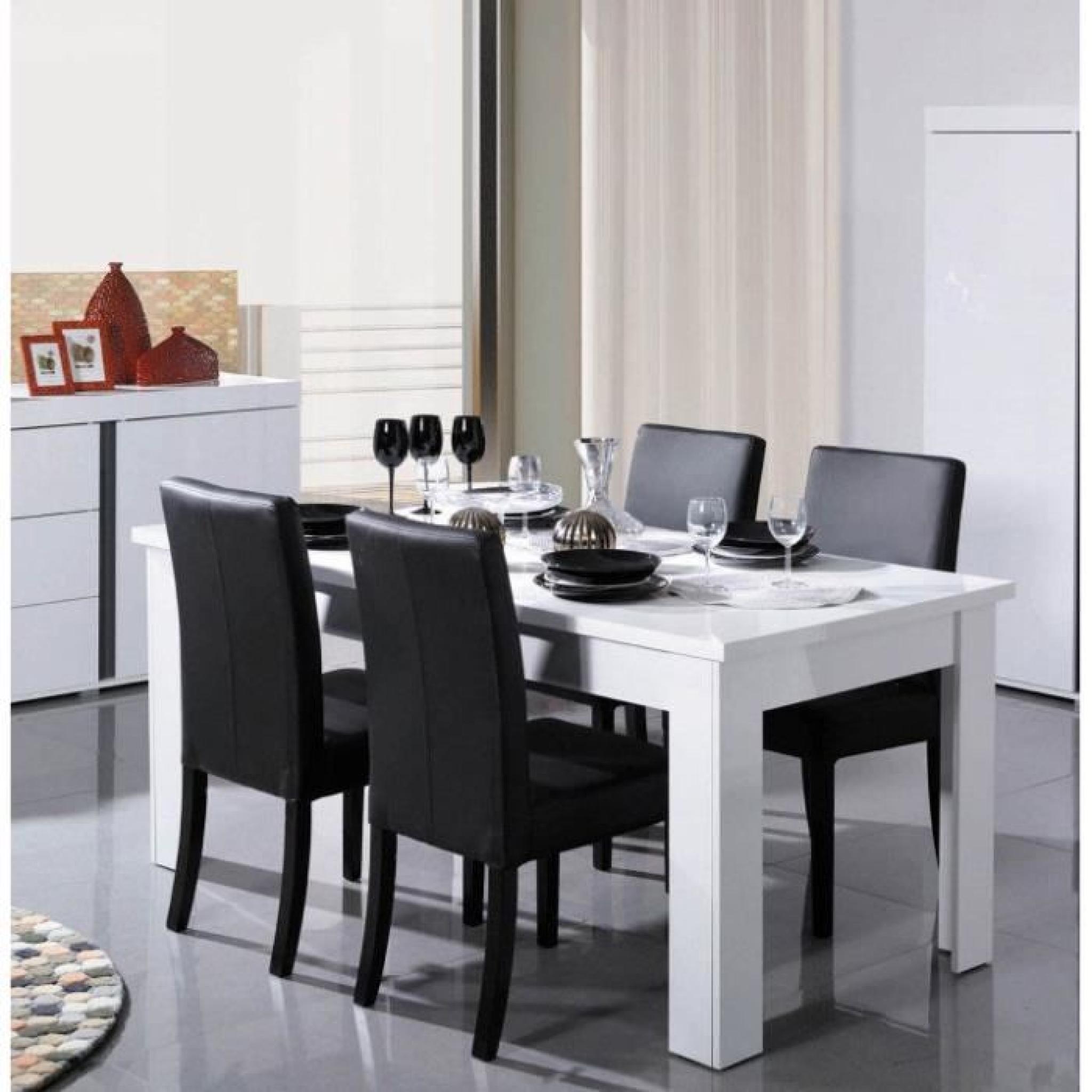 Table à manger blanc laqué design NOVELLA L 160 cm