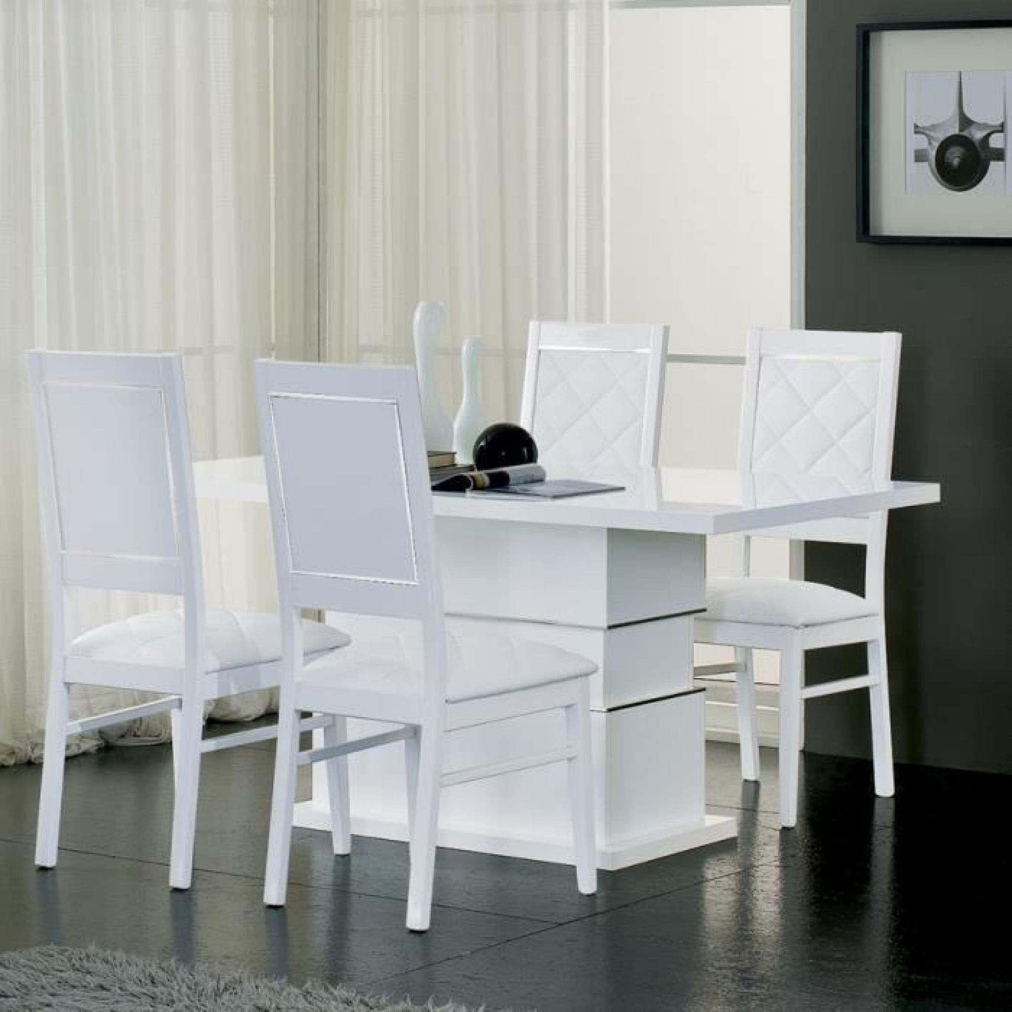 Table à manger blanc laqué design PALACE L 160 cm