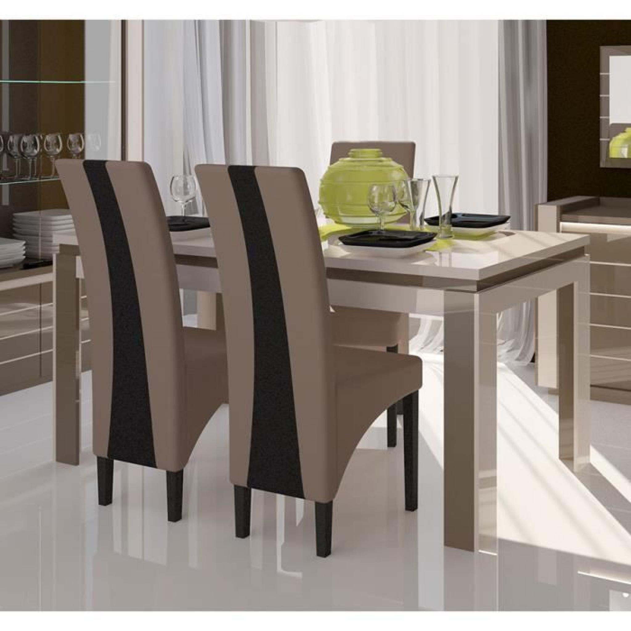Table à manger cappuccino et crème laqué design ERICA 2 Table 180 cm
