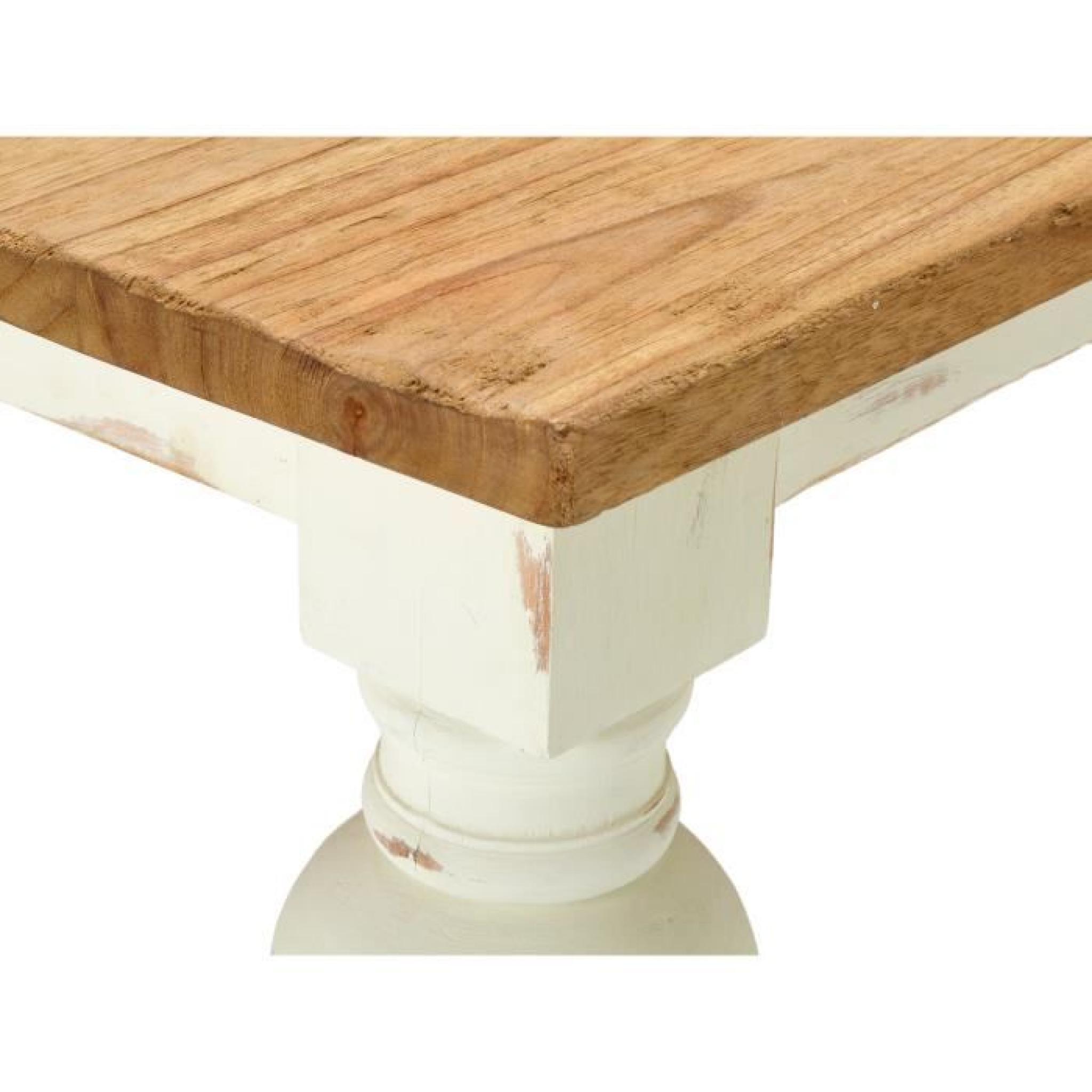 Table à manger carrée LANDHAUS 90x90 en bois Mindi laqué blanc et miel pas cher