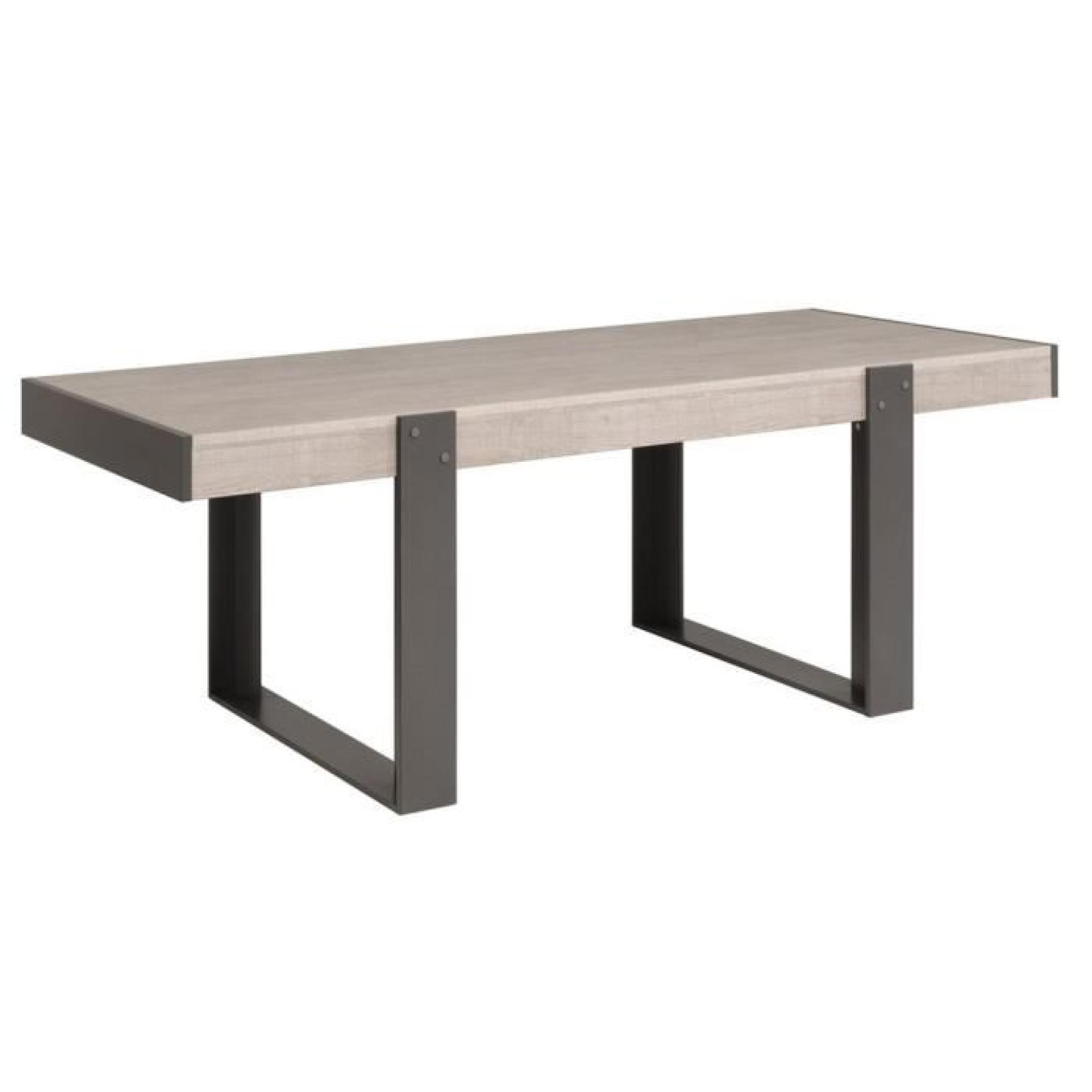 Table à manger coloris gris loft, H 78 x L 223 x P 90 cm
