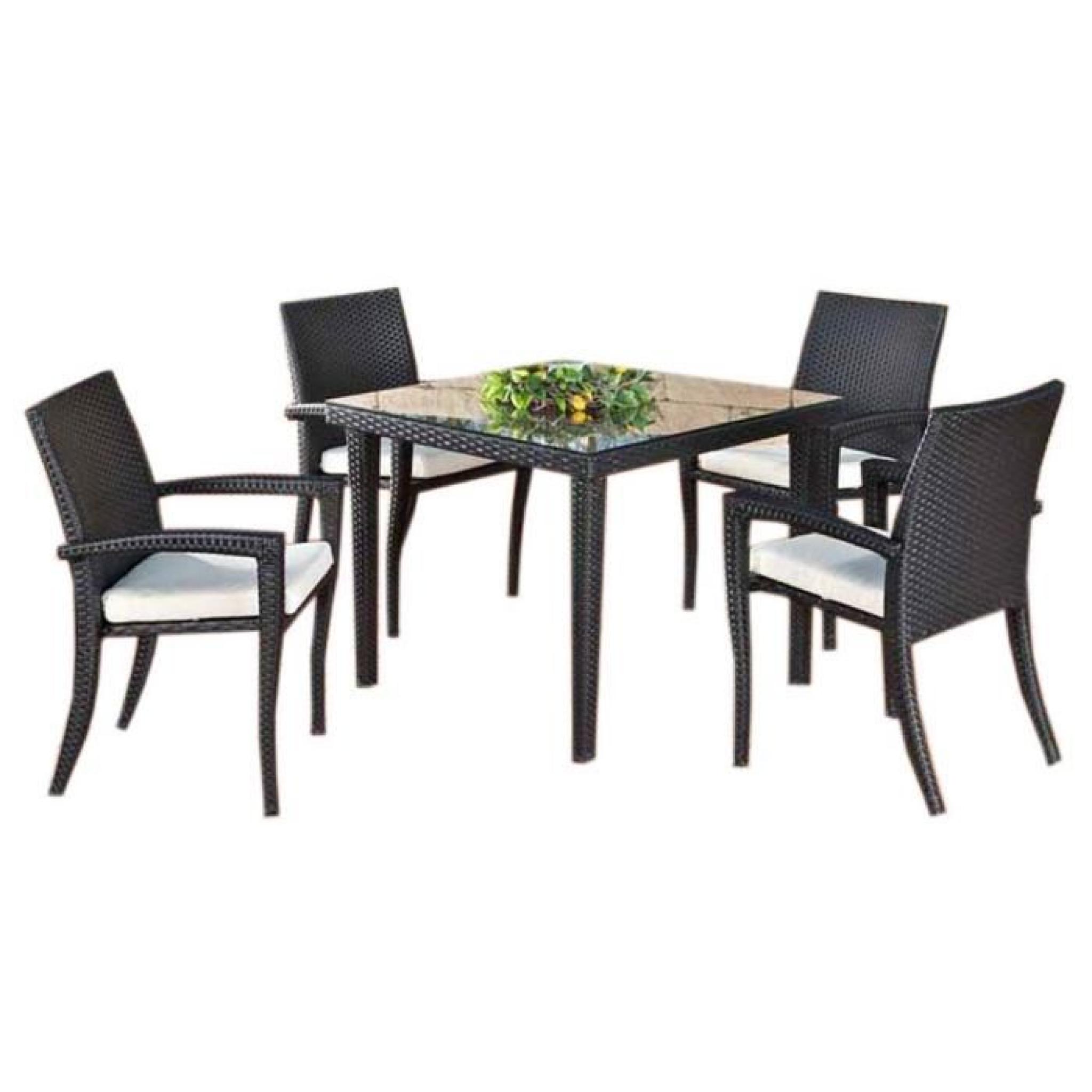 Table à manger de jardin avec 4 chaises en poly…