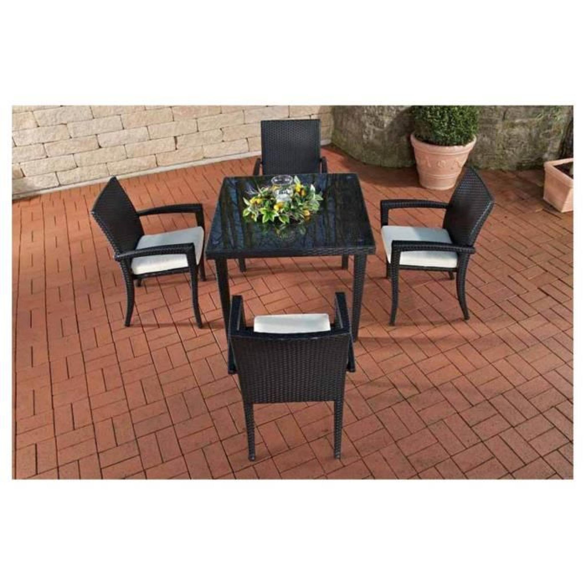 Table à manger de jardin avec 4 chaises en poly… pas cher