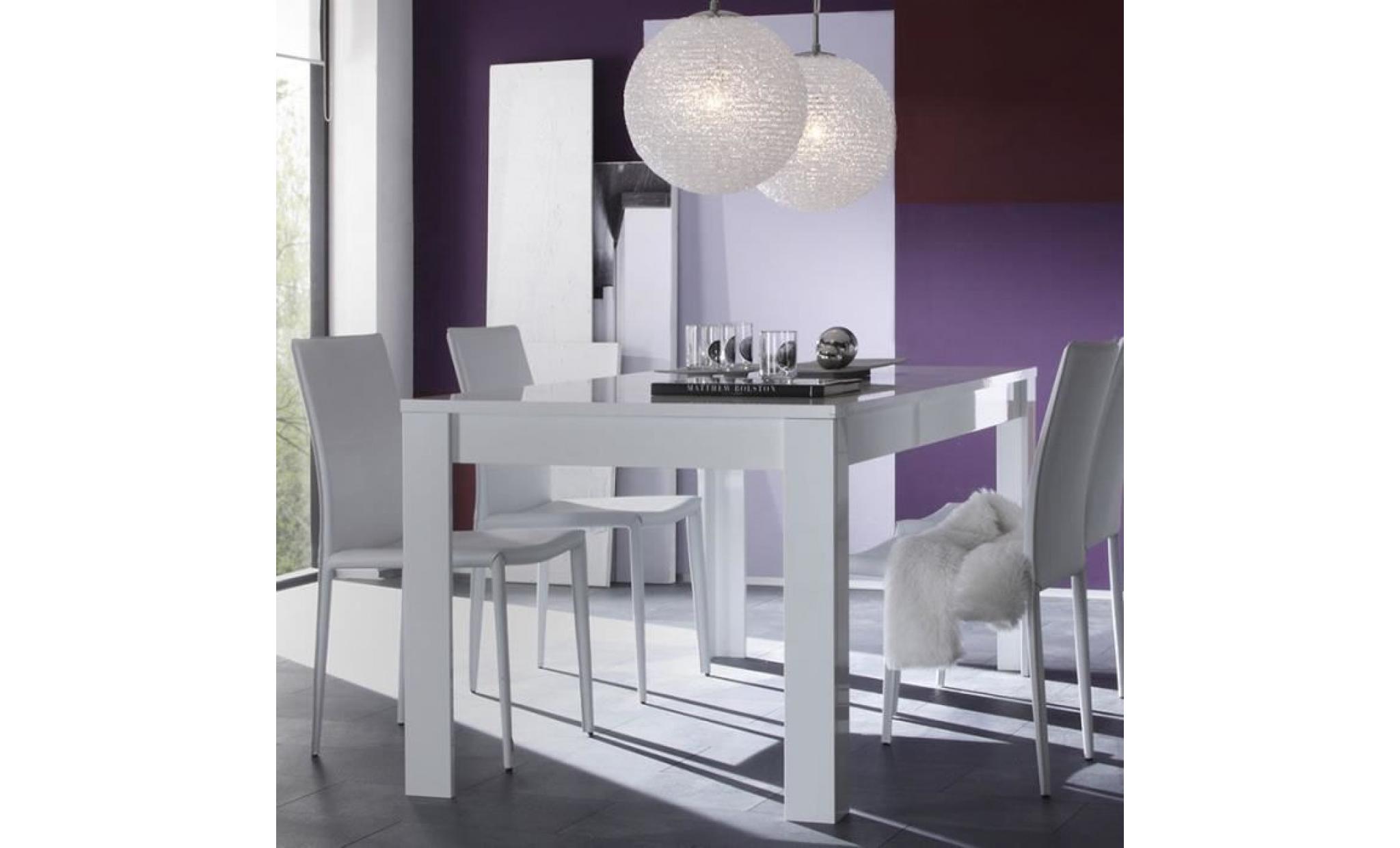 table à manger design blanc laqué lima 160 cm avec 2 rallonges 160 cm