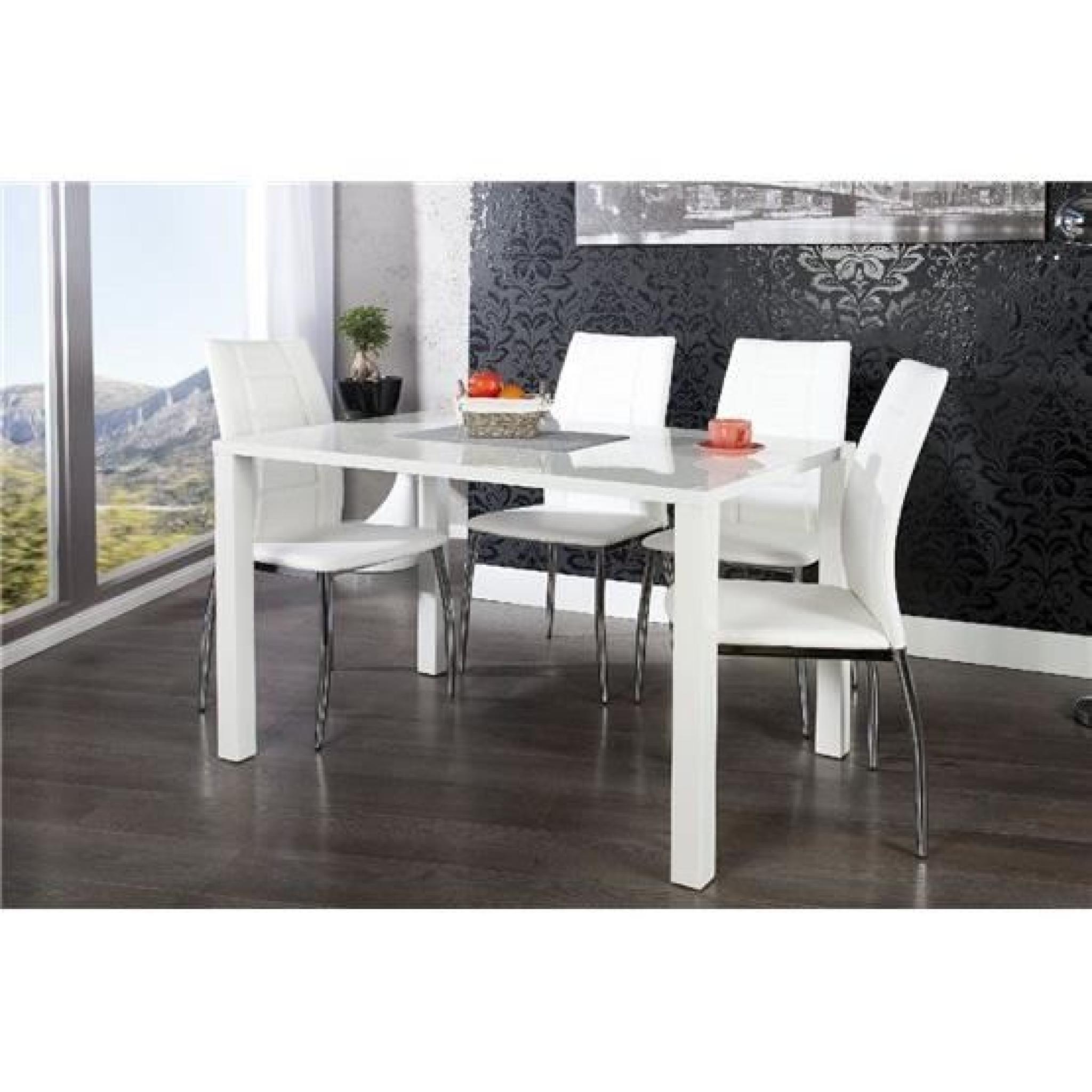 Table à manger design Lasya blanc  120x80  pas cher