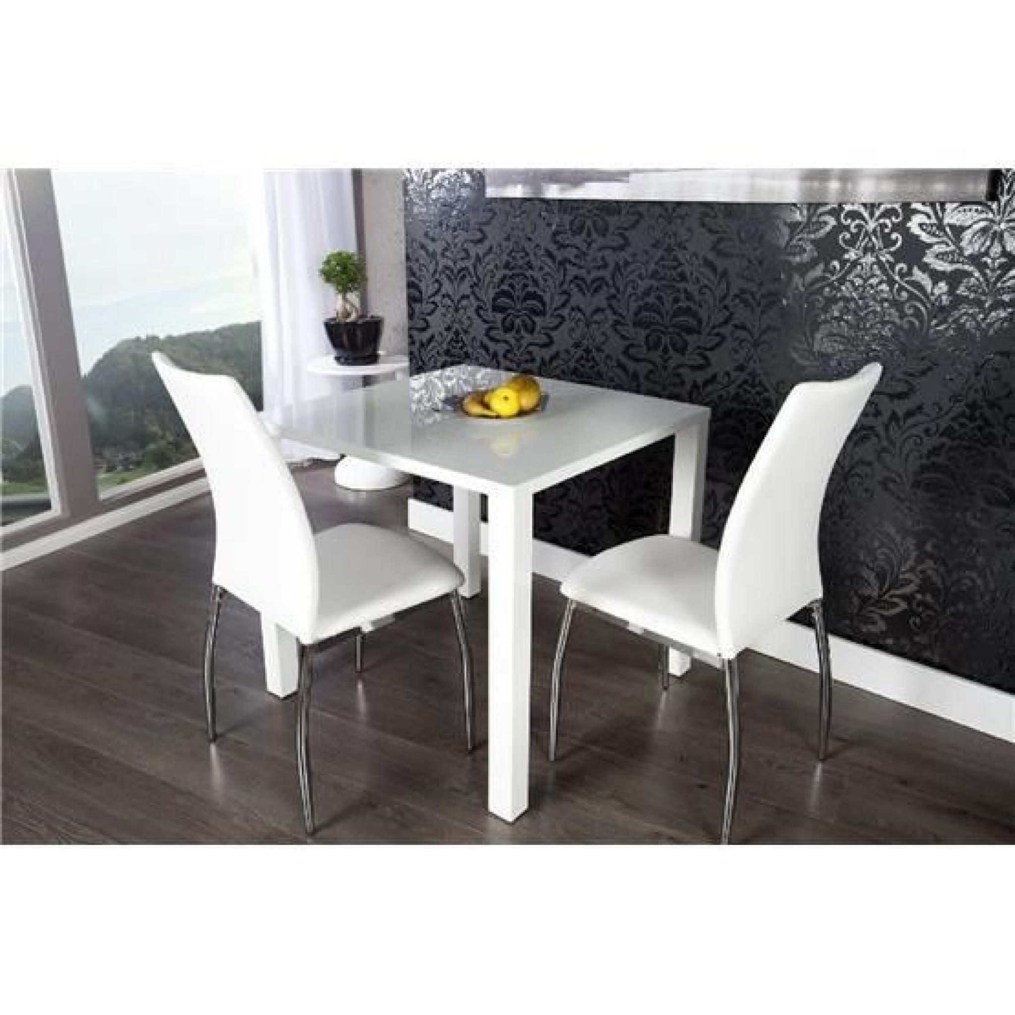 Table à manger design Lasya blanc  80x80 