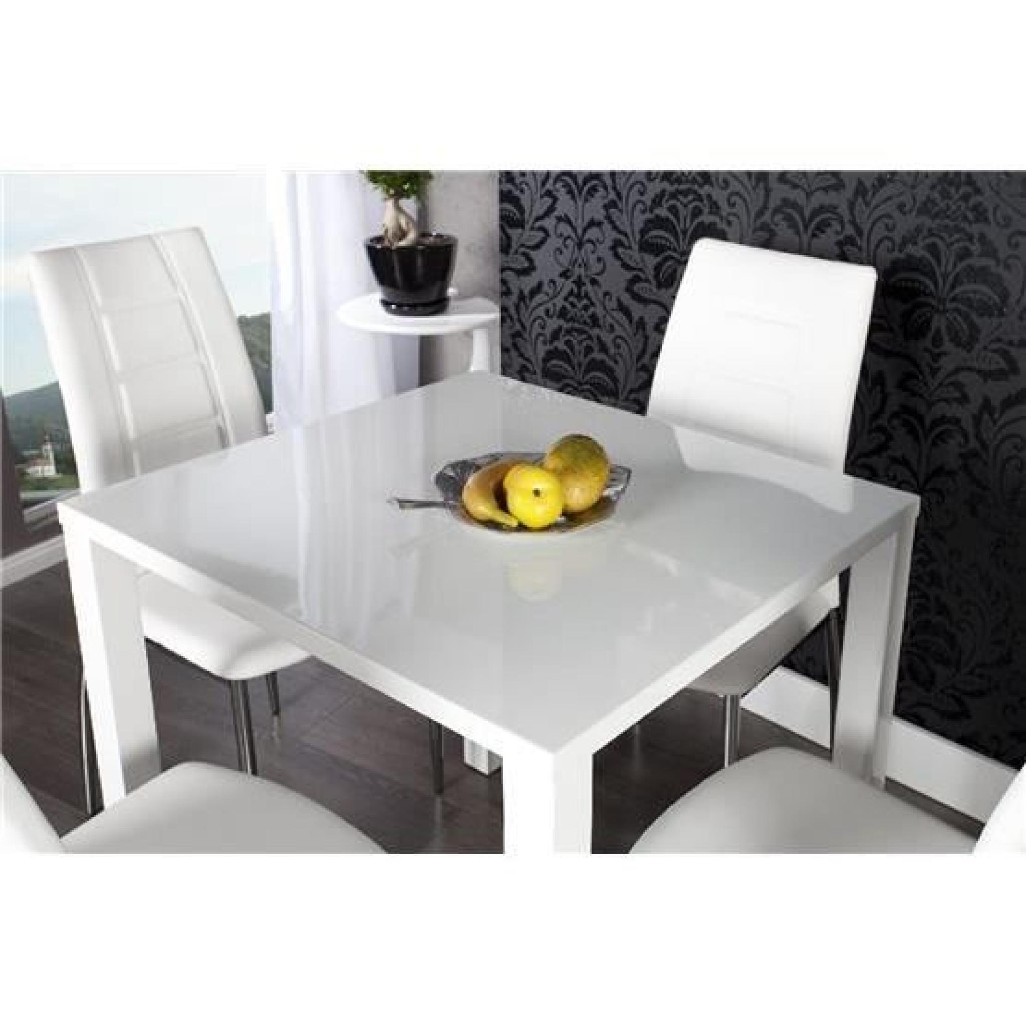 Table à manger design Lasya blanc  80x80  pas cher