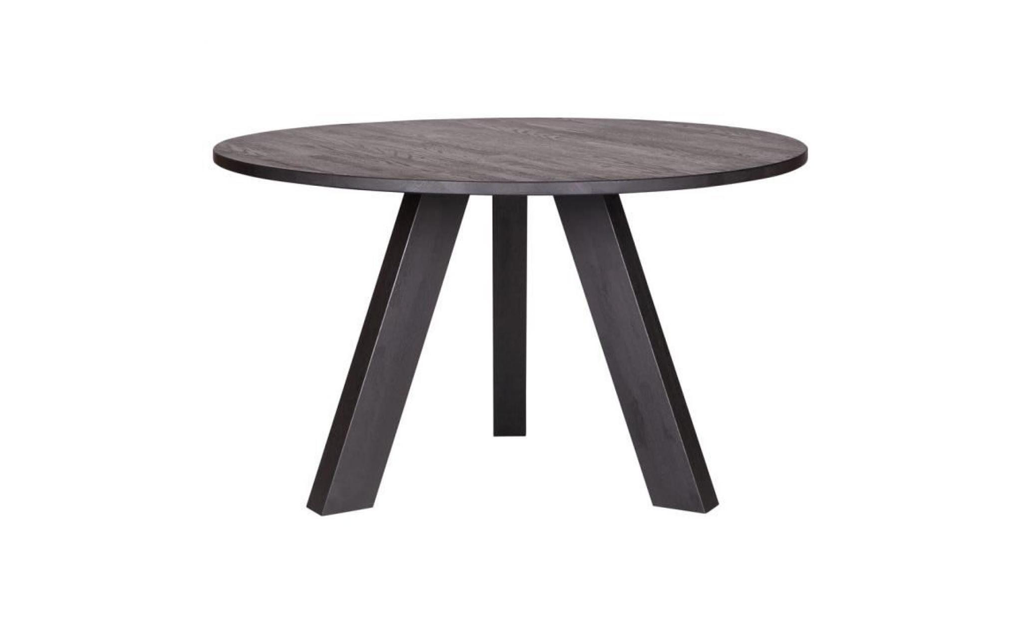 Table à manger diam.130cm chêne massif noir, H 76 x L 129 x P 129 cm