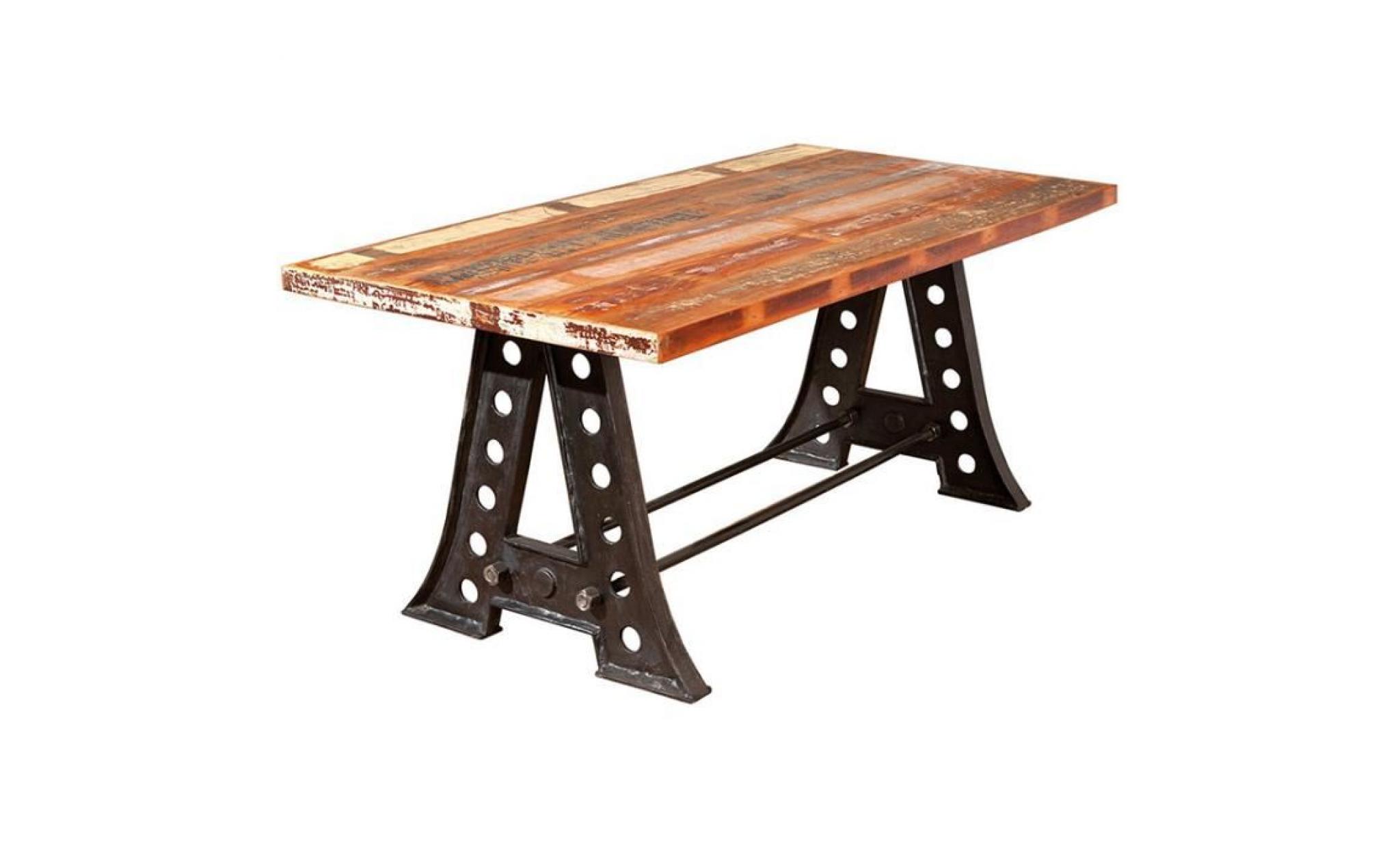 Table à manger en bois de mangue et métal, Dim : L180 x H75 x P90 cm