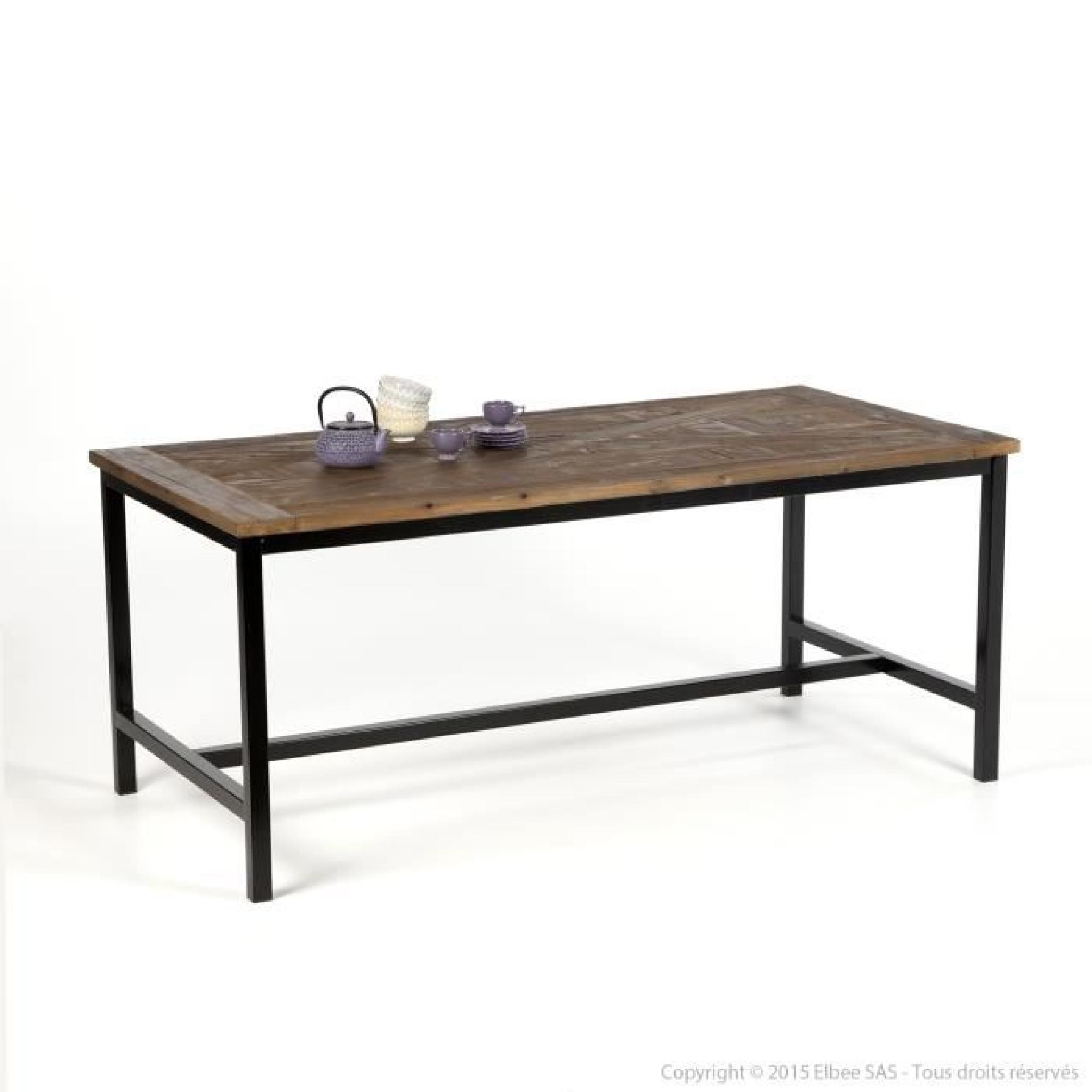 Table à manger en métal et bois Largeur 180cm DYNASTIE-