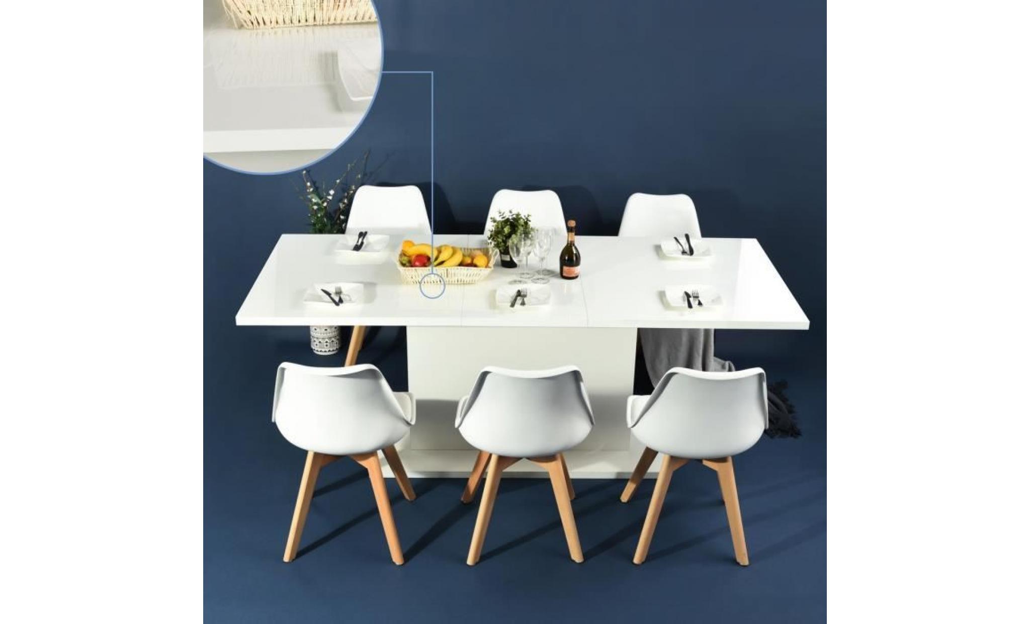 table à manger extensible de 6 à 10 personnes scandinave blanc   l 157,5 / 205,5 x l 90 cm pas cher