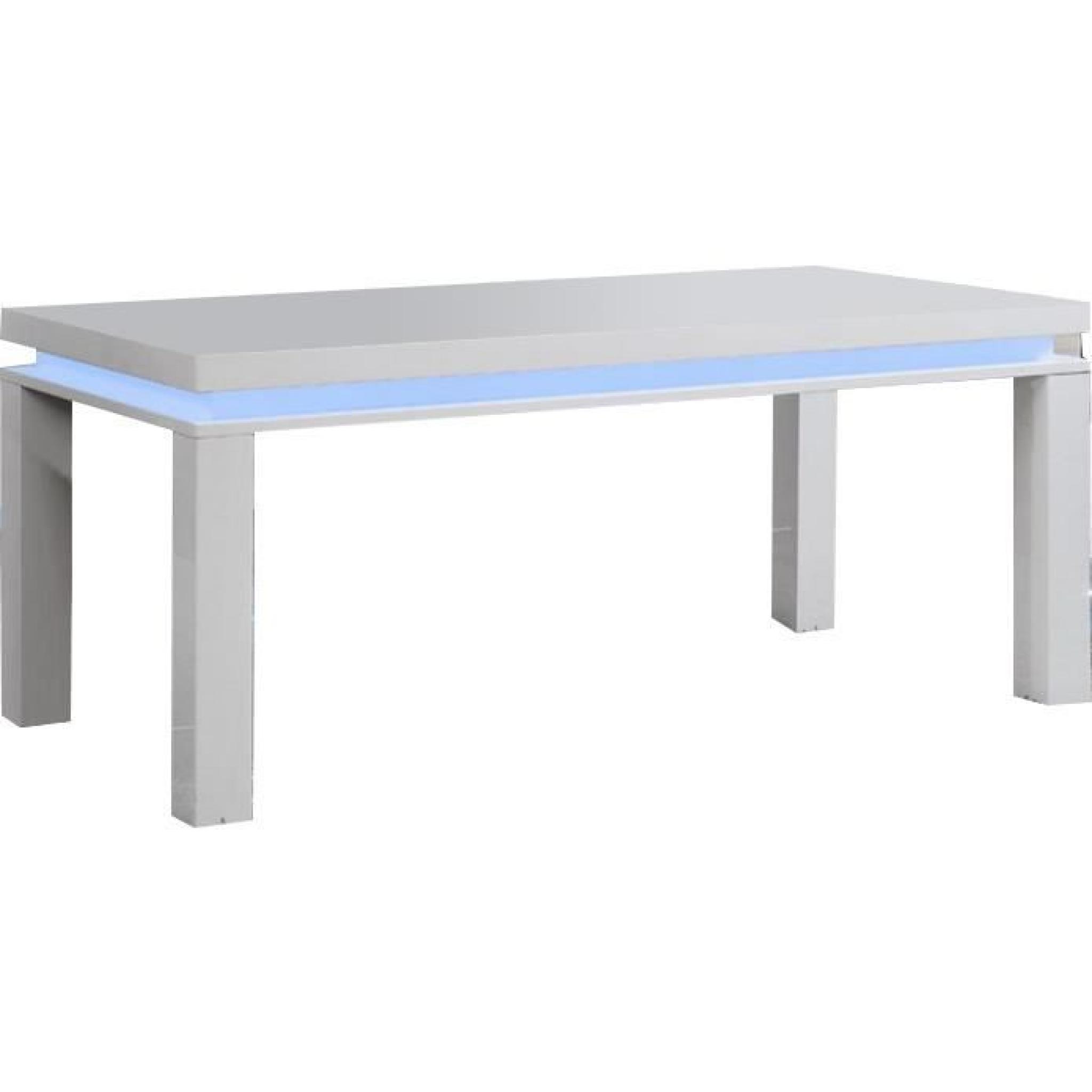 Table à manger laquée blanche avec LED modulable