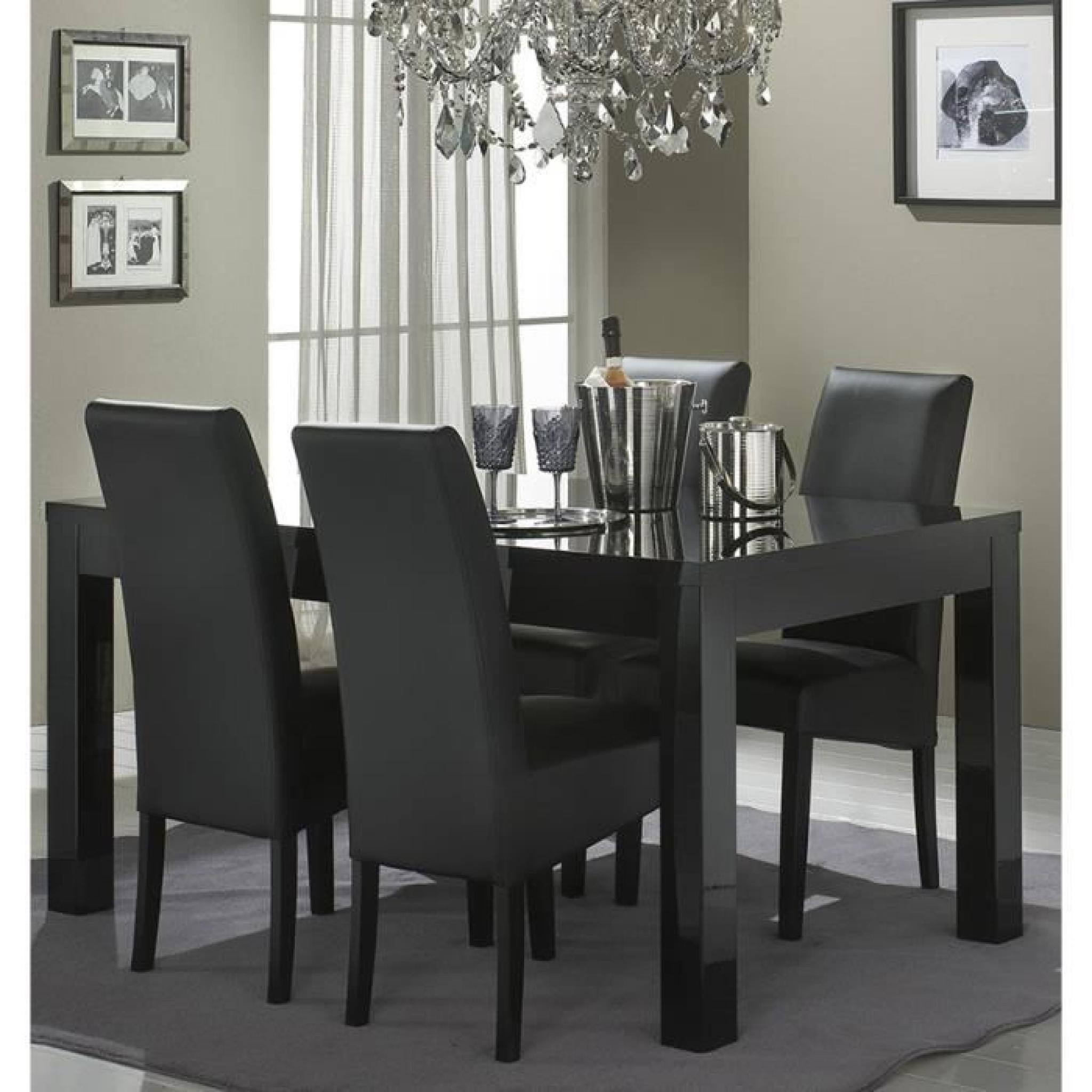 Table à manger noir laqué design HELENA L 160 cm