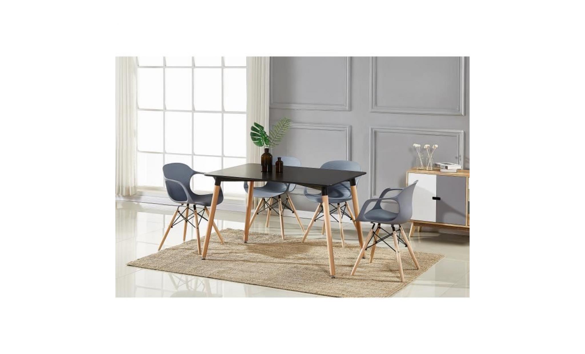 table à manger noire + 4 chaises modernes grises   salle à manger, salon, cuisine   design contemporain   alecia halo