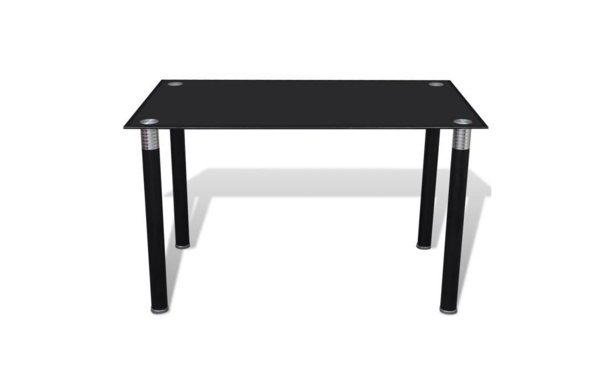 table à manger noire avec plateau en verre trempé de salle à manger ou cuisine 120 x 70 x 75 cm