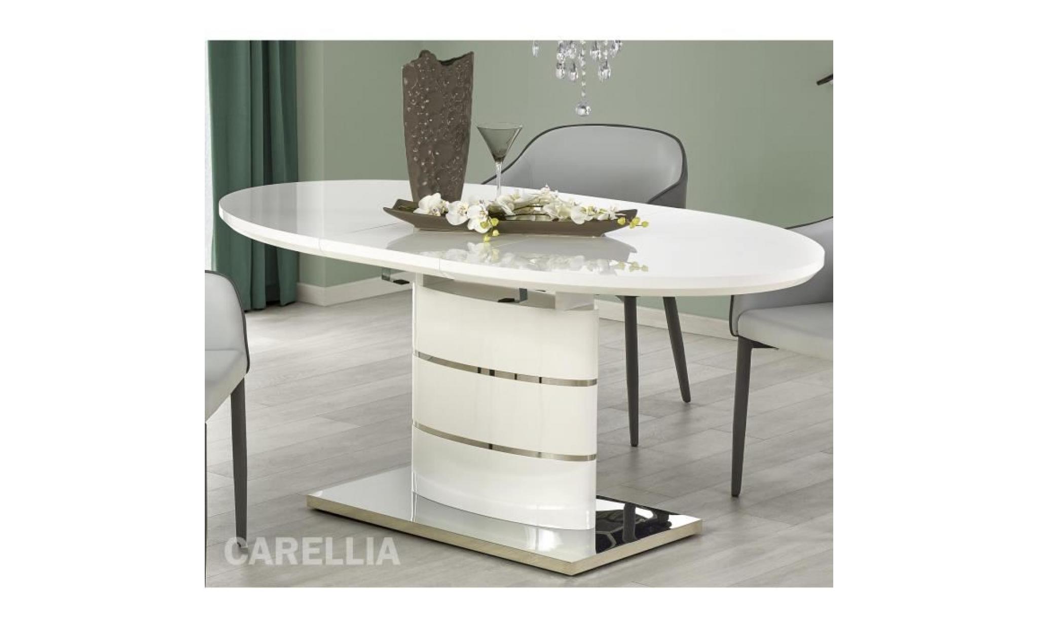 table a manger ovale extensible – l : 140 ÷ 180 cm x p : 90 cm x h : 76 cm –  blanc