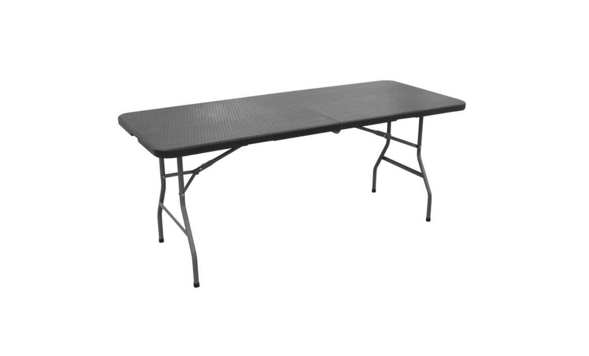 table à manger pliable en polypropylène coloris gris   dim : 180 x 75.5 x 74 cm