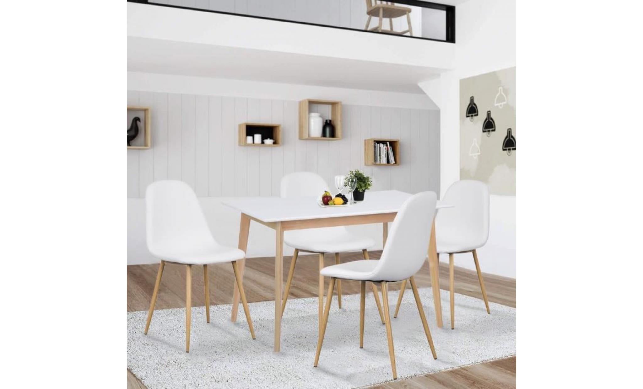 table à manger rectangulaire de 4 à 6 personnes style scandinave blanche et bois de pin massif l 120 x p 70 x h 75 cm pas cher