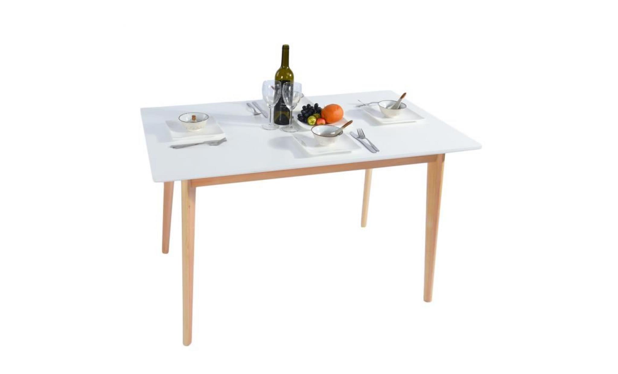 table à manger rectangulaire de 4 à 6 personnes style scandinave blanche et bois de pin massif l 120 x p 70 x h 75 cm pas cher
