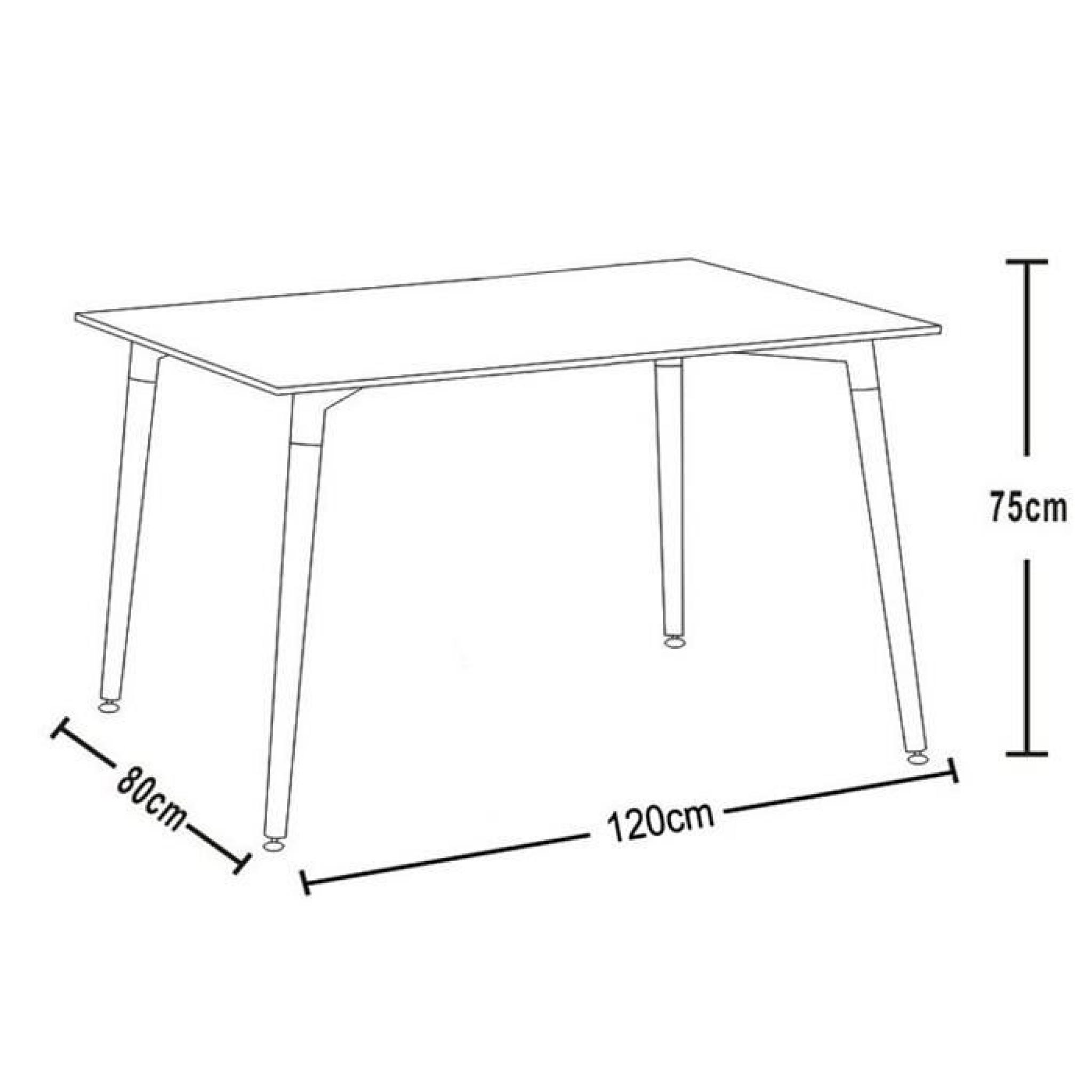 Table à manger rectangulaire design Noire 120cm - Brevik pas cher