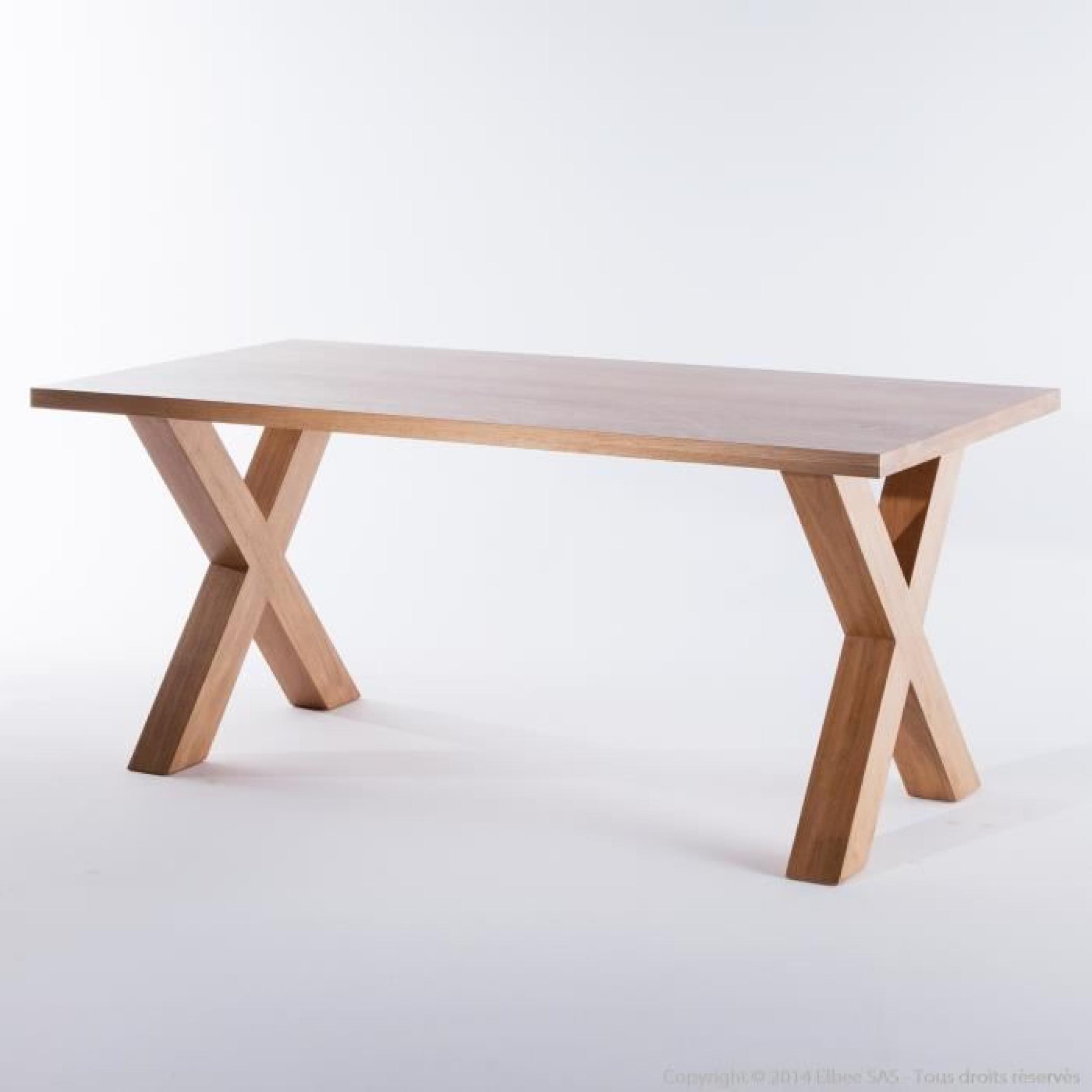 Table à manger rectangulaire en chêne massif piètement croisé WESTERN-200cm