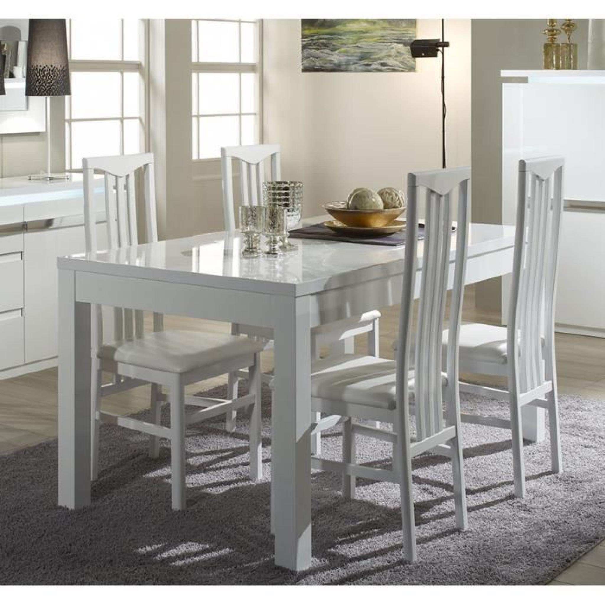 Table à manger rectangulaire laqué blanc design ALICE L 190 cm