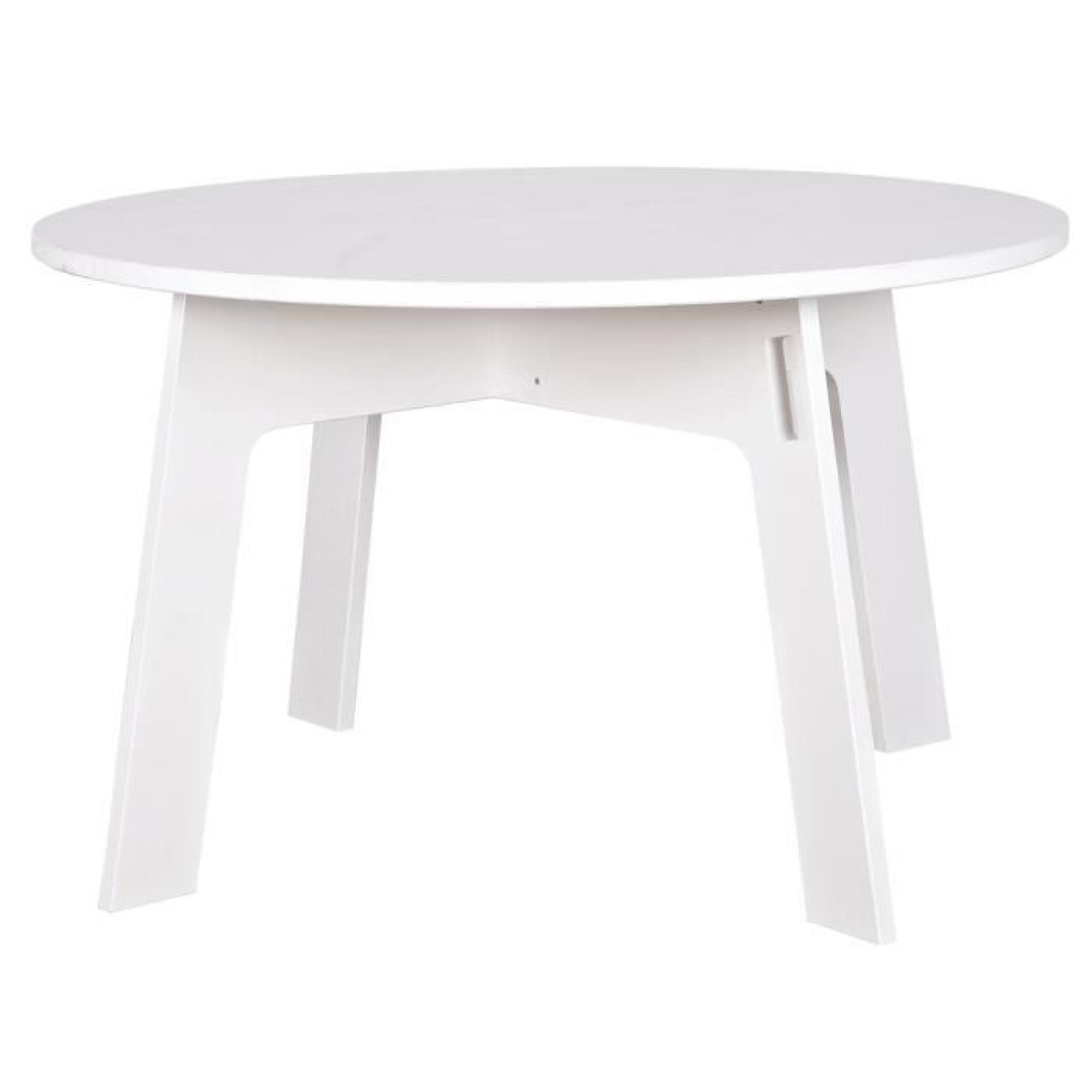 Table à manger ronde blanche, H 77 x D 129 cm