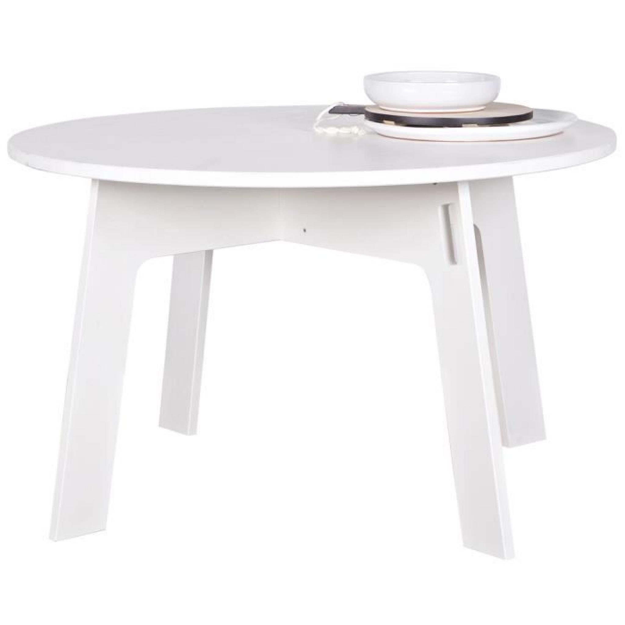 Table à manger ronde blanche, H 77 x D 129 cm pas cher