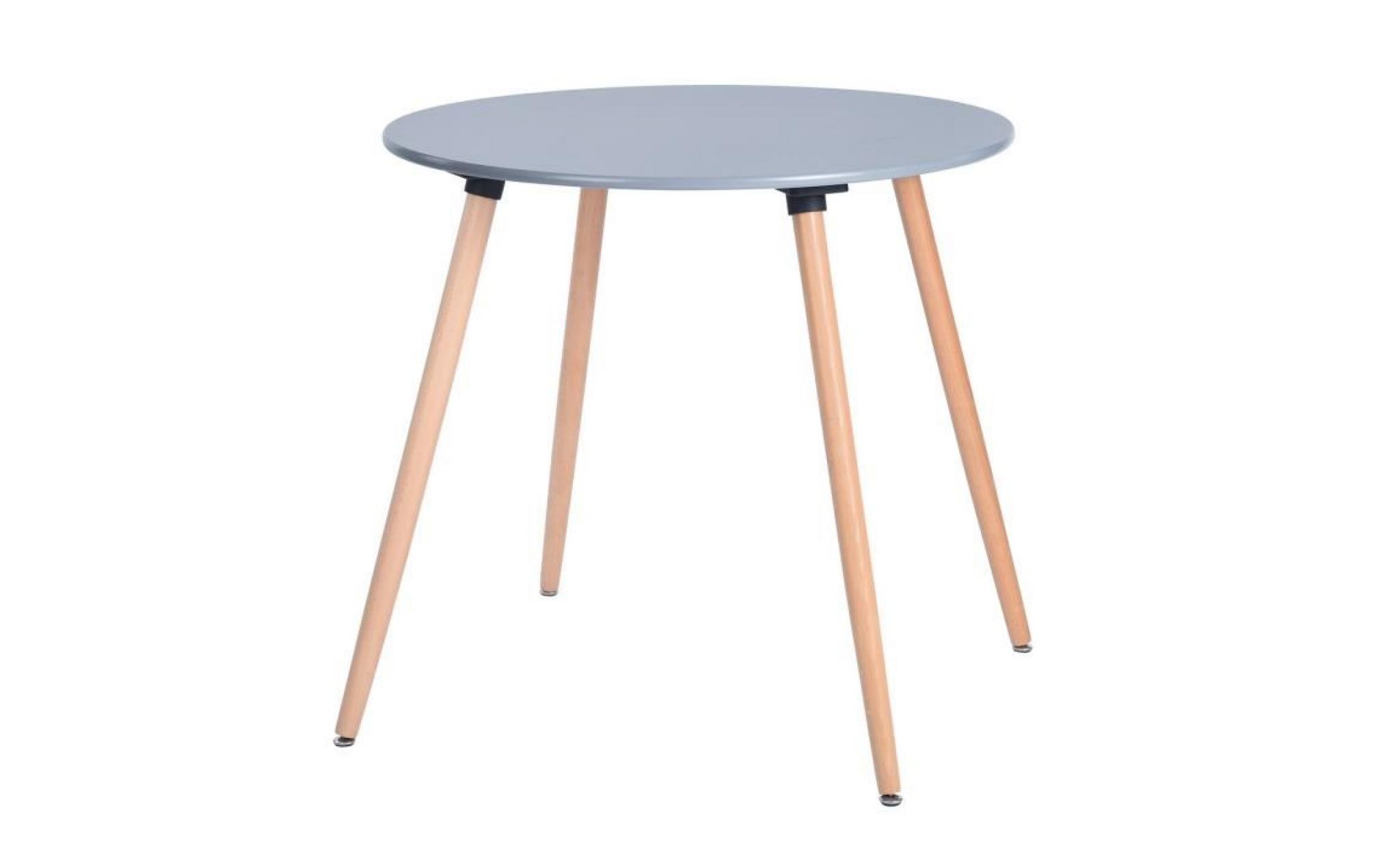 table à manger ronde de 2 à 4 personnes scandinave blanc laqué pieds en bois hêtre massif 80 x 80cm