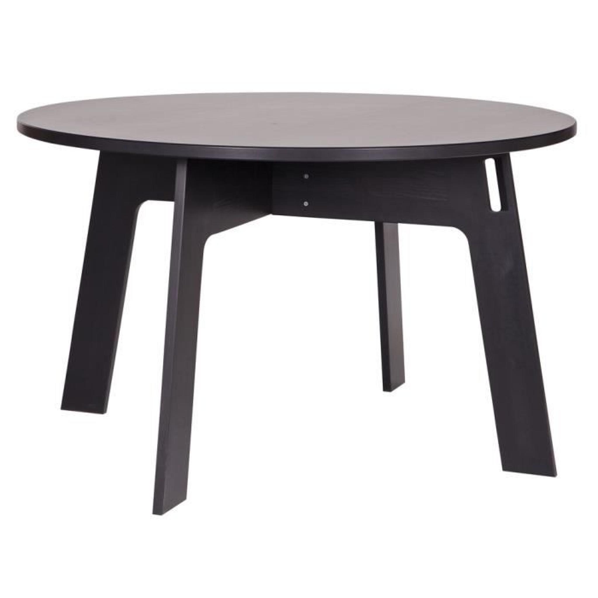 Table à manger ronde noire, H 77 x  D 129 cm