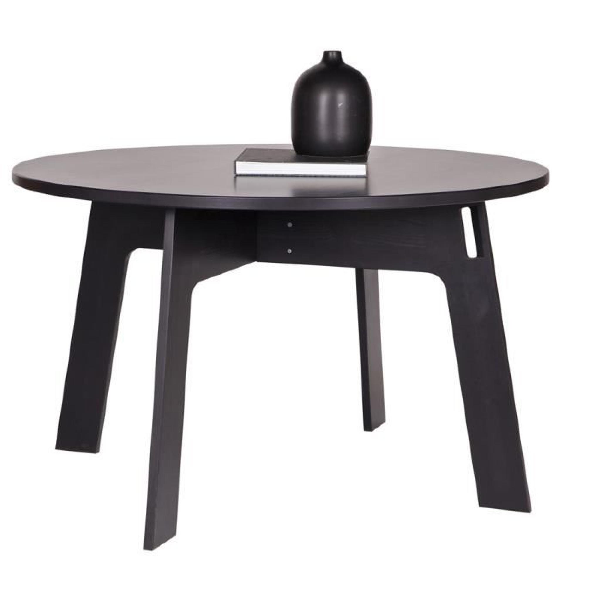 Table à manger ronde noire, H 77 x  D 129 cm pas cher
