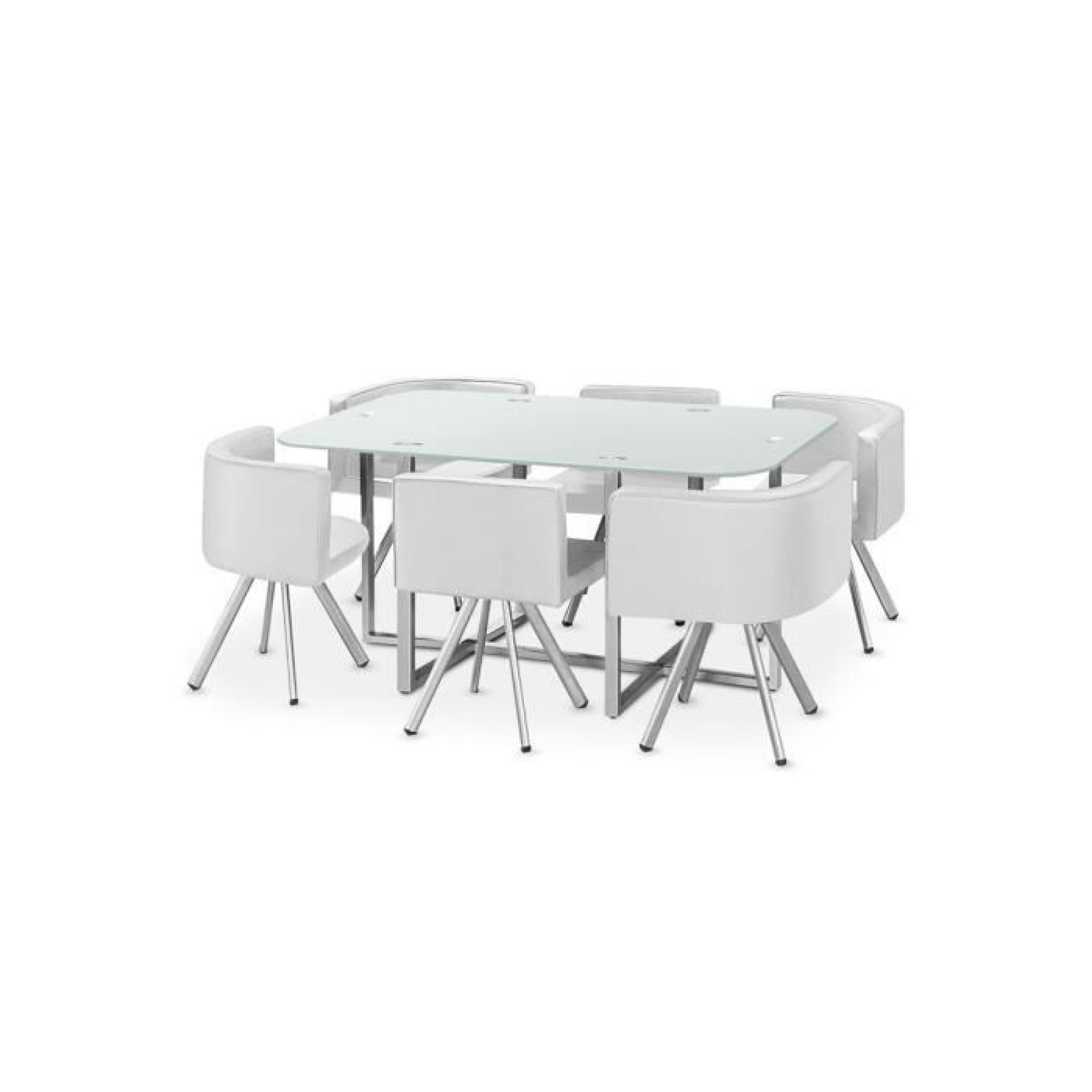 Table à manger verre + 6 chaises blanc CORNER XL