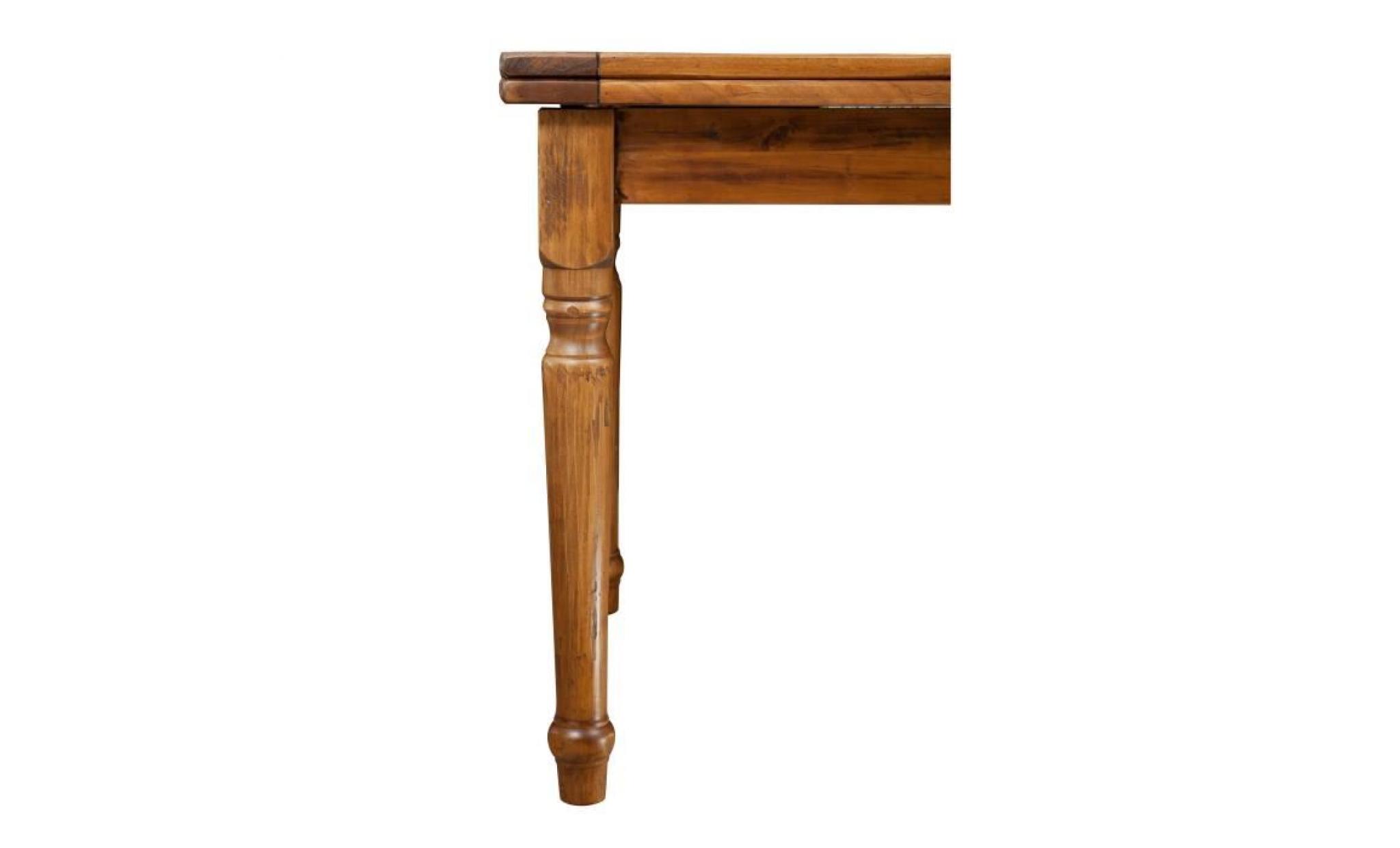 table à rallonge style champêtre en bois massif de tilleul massif, finition noyer l90xpr90xh80 cm pas cher