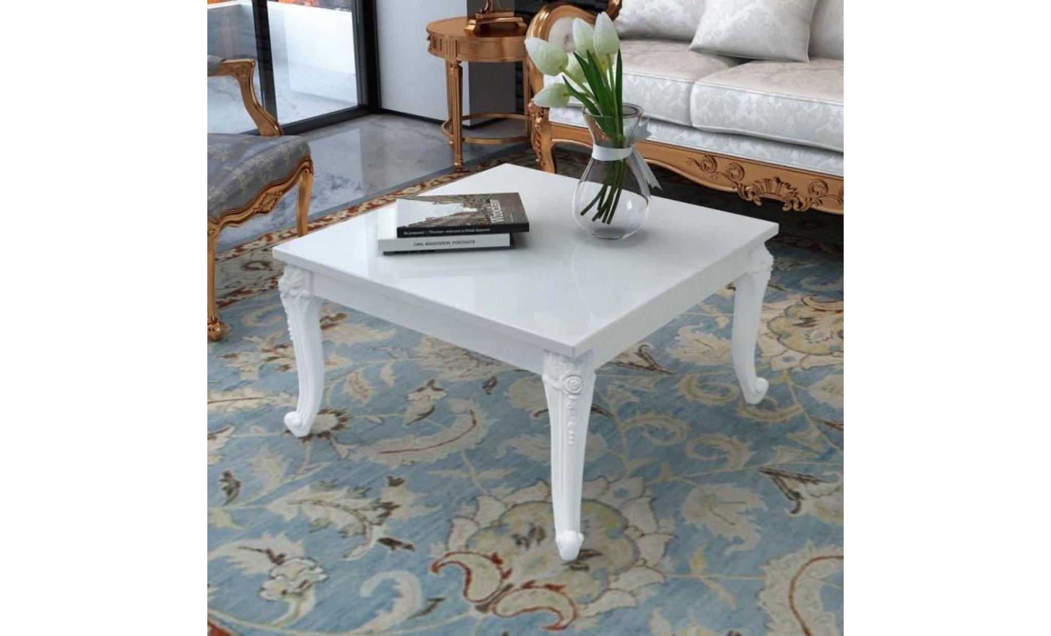 table à thé table basse 80 x 80 x 42 cm laquée blanc